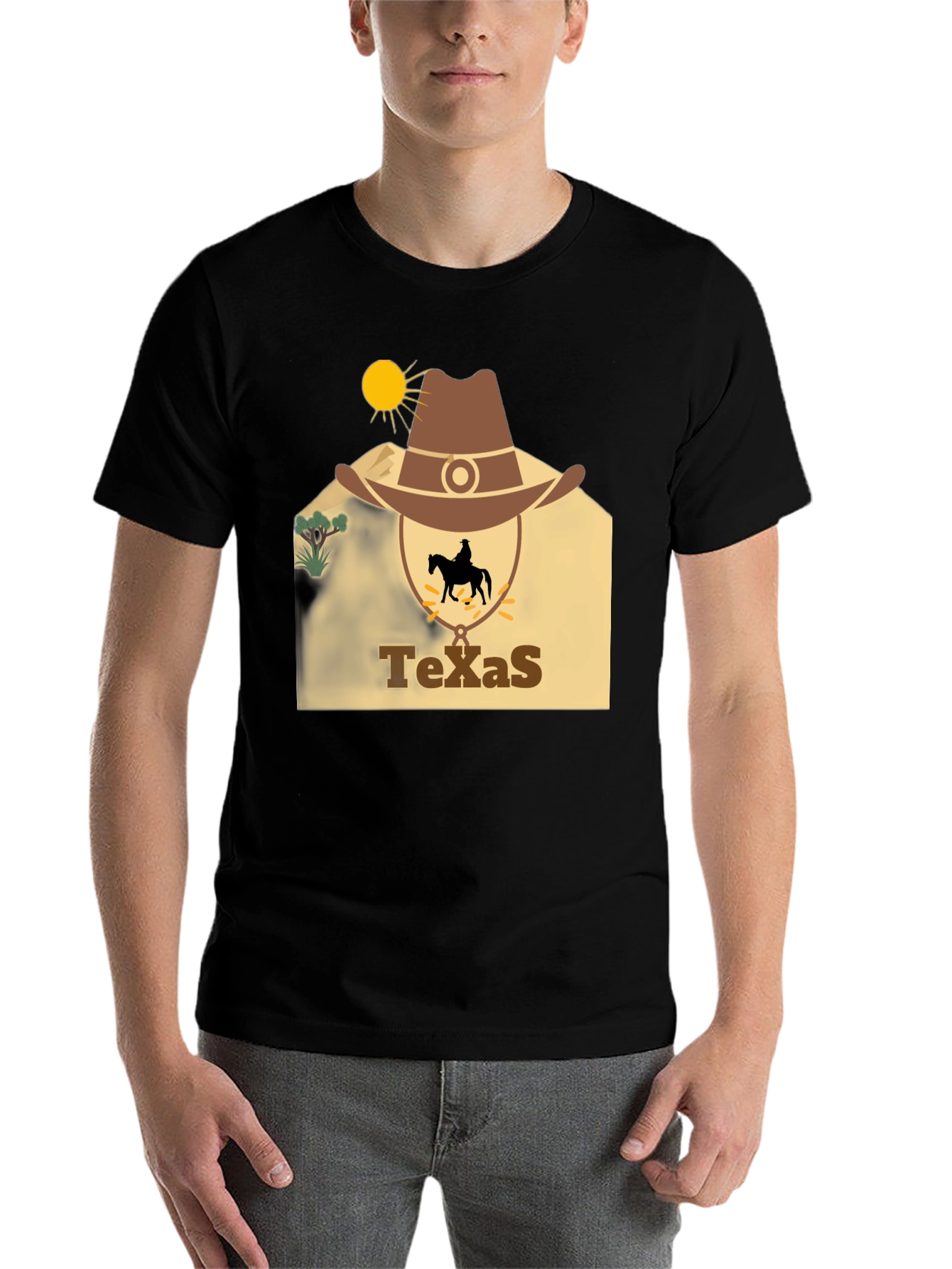 Black Texas Cowboy Graphic T-Shirt view 7