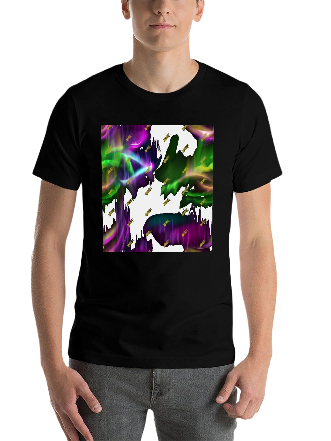 Abstract Starry Night Black T-Shirt - 7