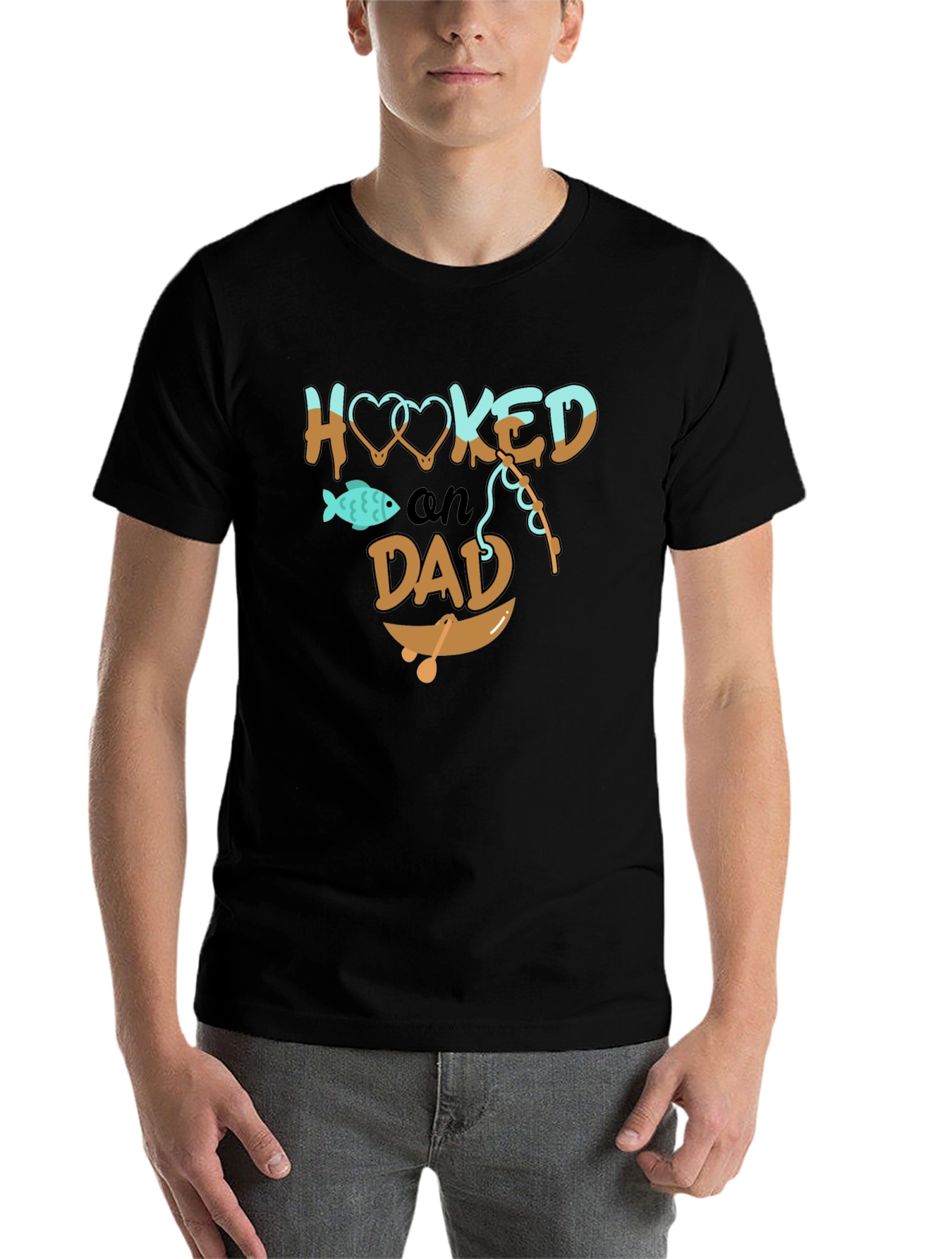Black Hooked on Dad Graphic T-Shirt view 7