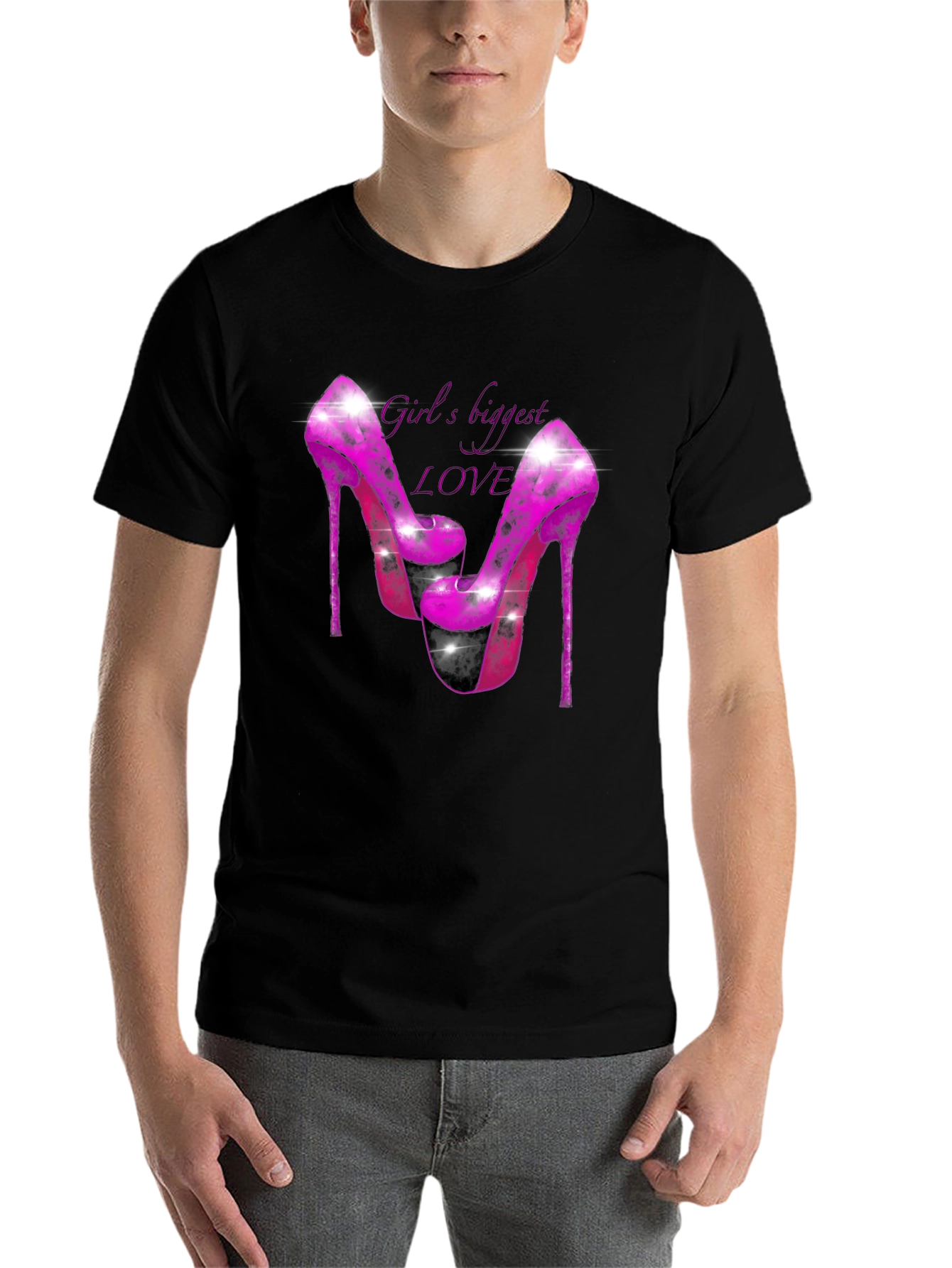 Black Girl's Biggest Love Heels Graphic T-Shirt view 7