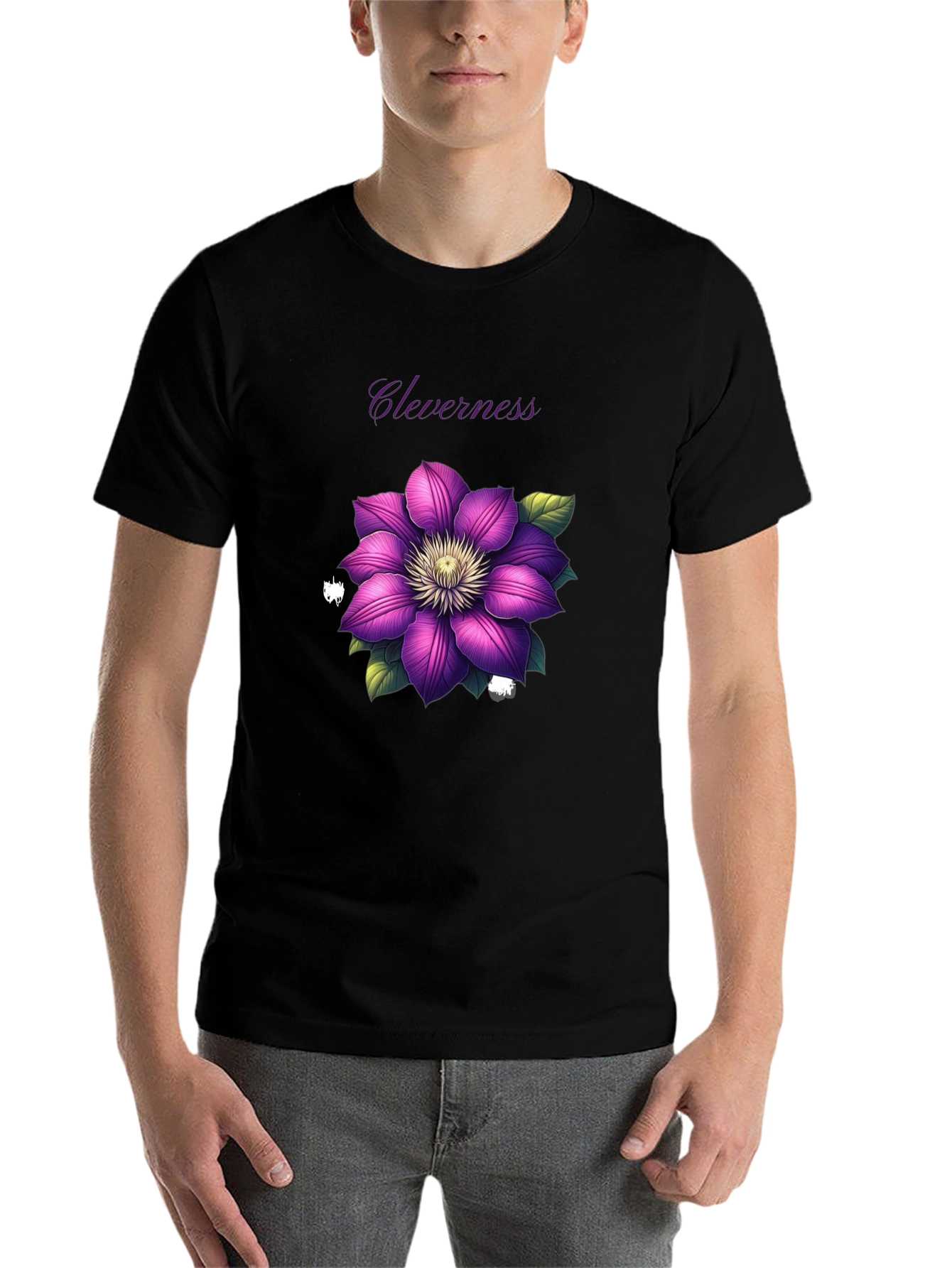Black Cleverness Floral Graphic Black T-Shirt view 7