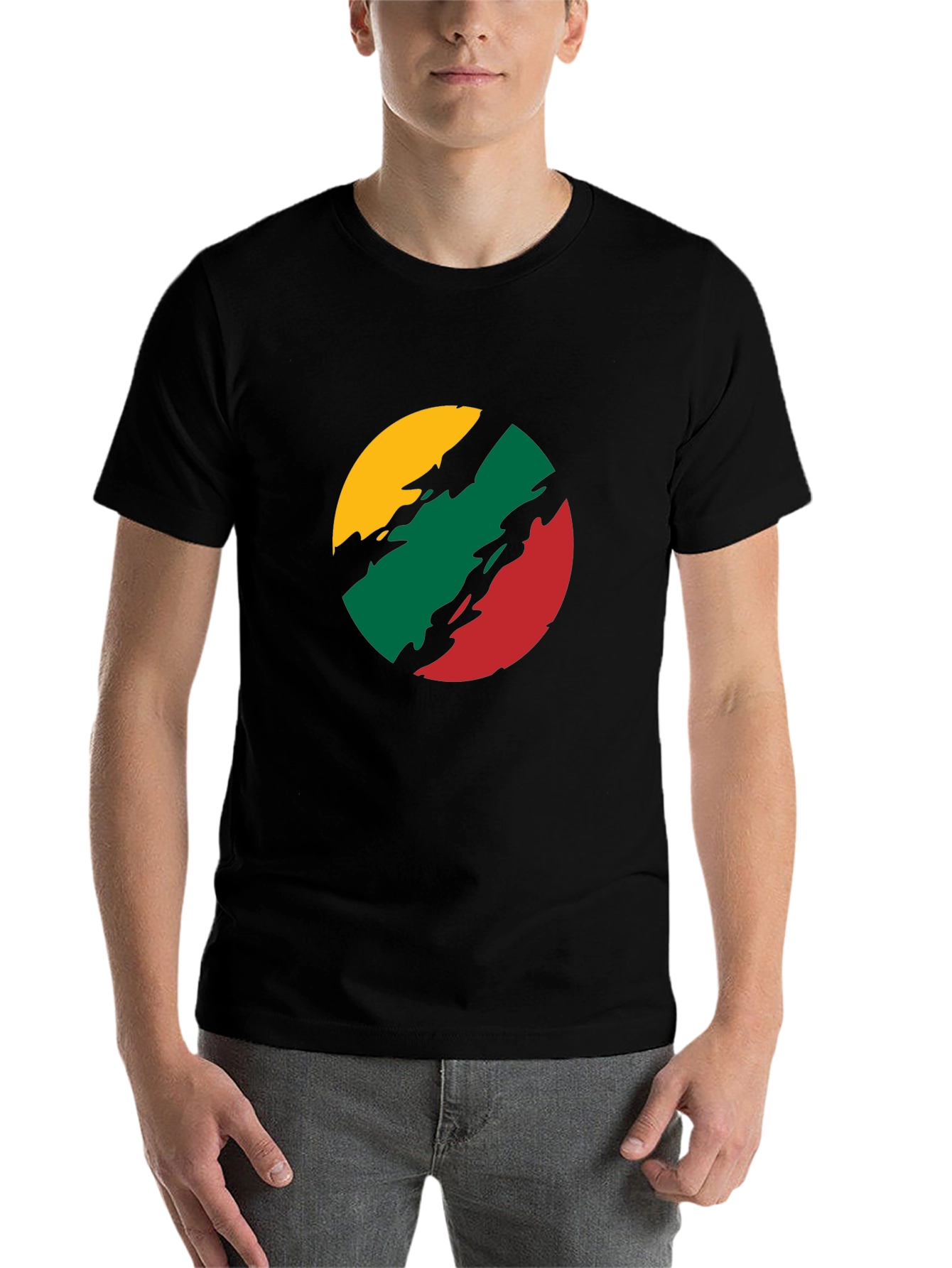 Lithuanian Flag T-Shirt - Black Crew Neck Tee - 7