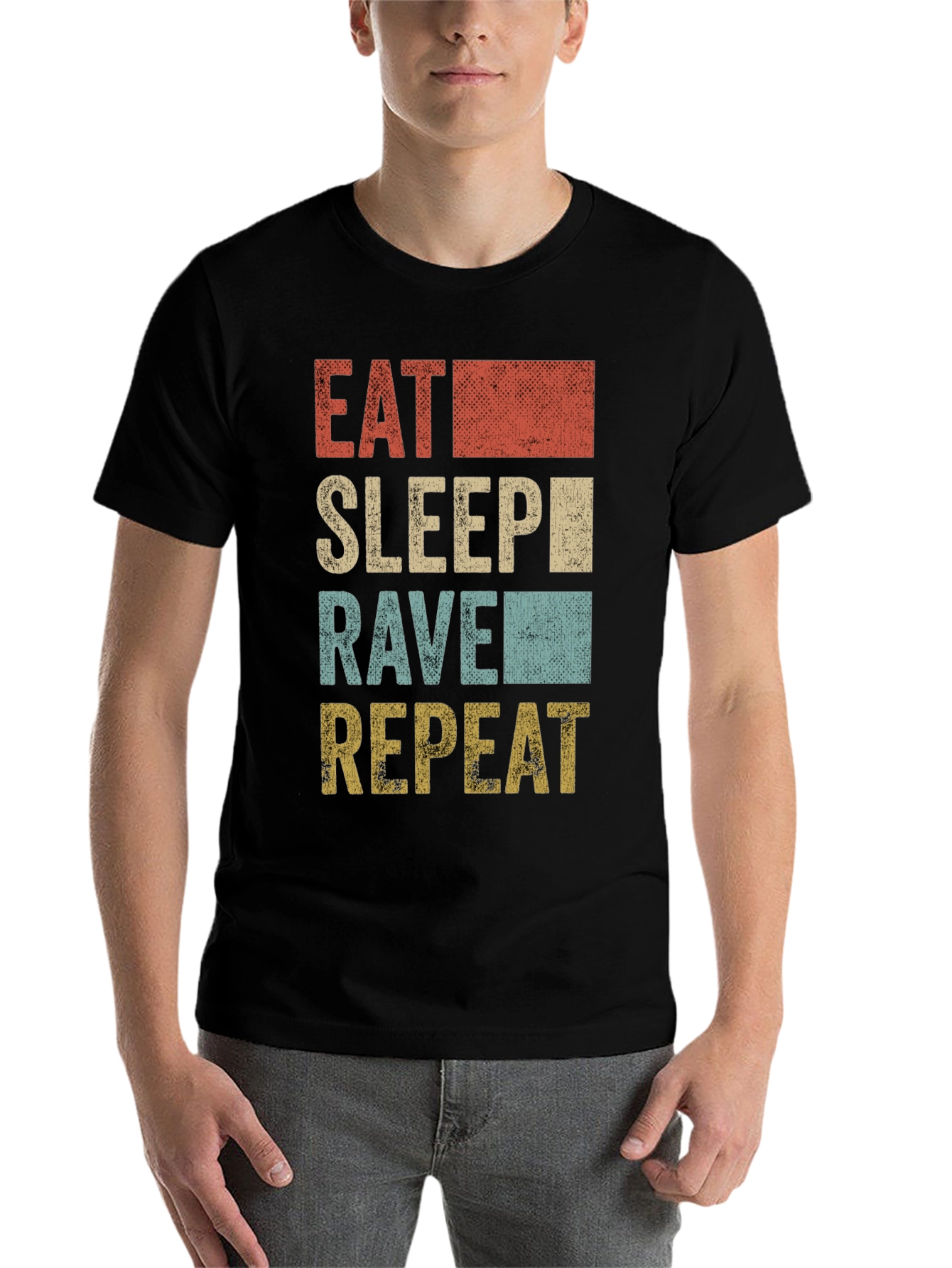 Black Eat Sleep Rave Repeat Men's Graphic T-Shirt view 7