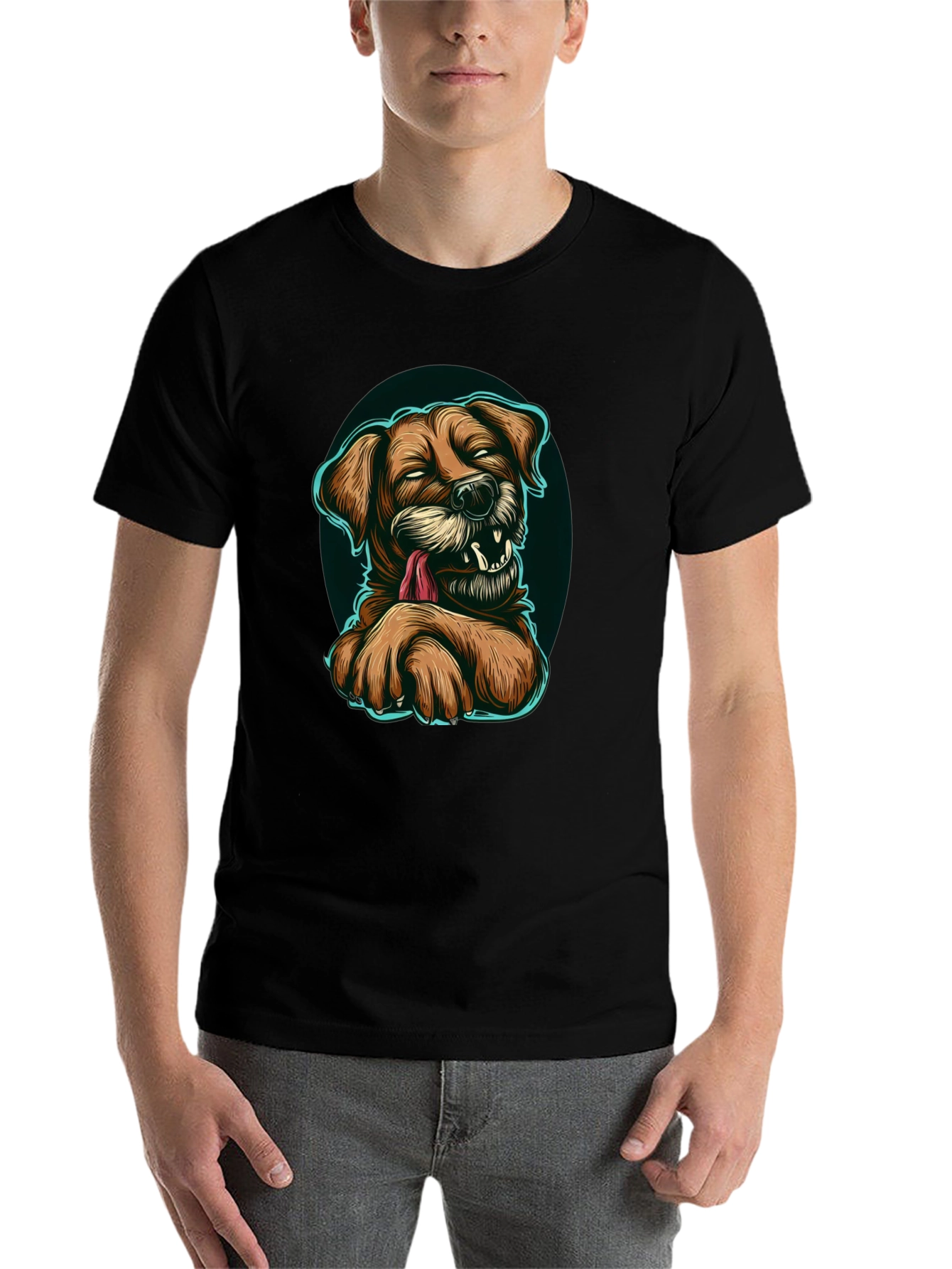 Black Funny Dog Graphic T-Shirt - Black view 7