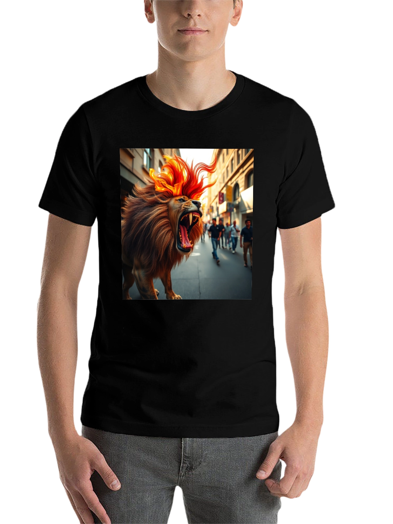 Black Roaring Lion Graphic Tee - Bold Streetwear view 7