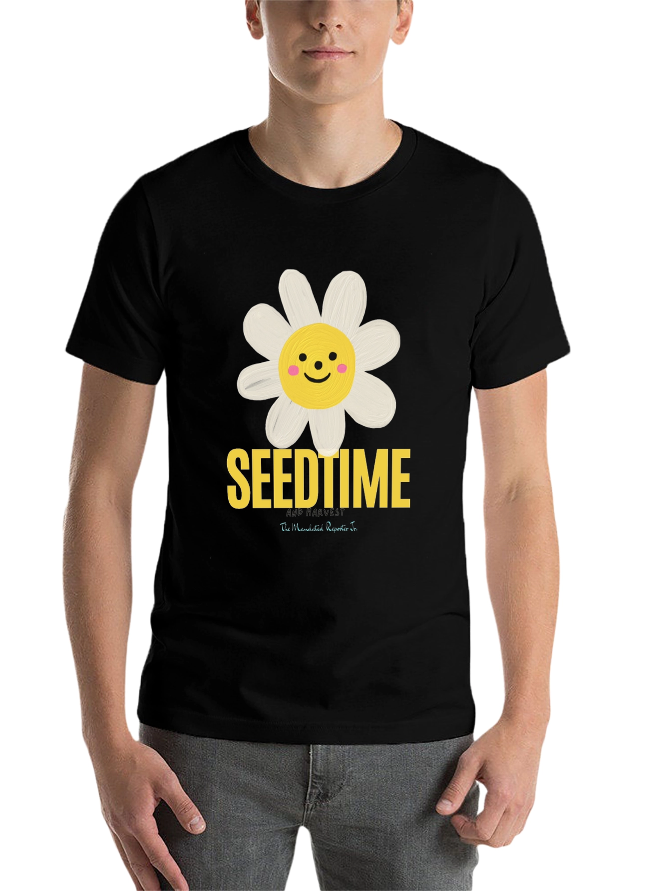 Black SeendTime Daisy Graphic T-Shirt, Black Cotton Blend view 7