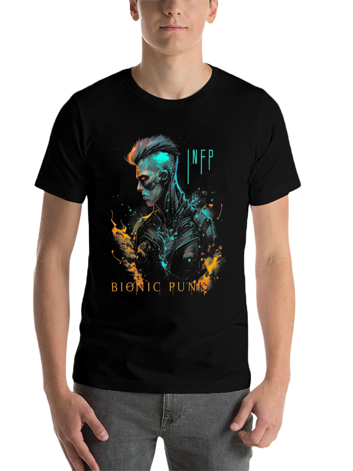 Black Bionic Punk INFP Graphic Tee - Cyberpunk Fashion view 7