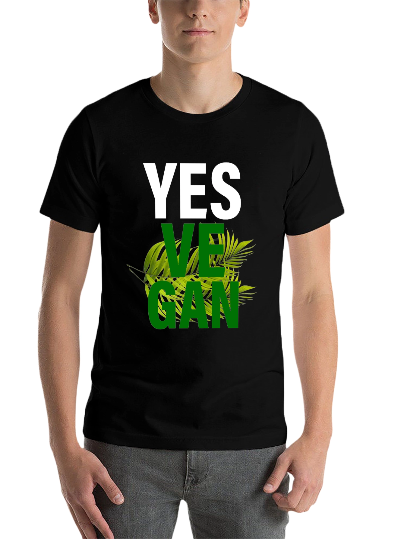 Black Yes Vegan Graphic T-Shirt view 7