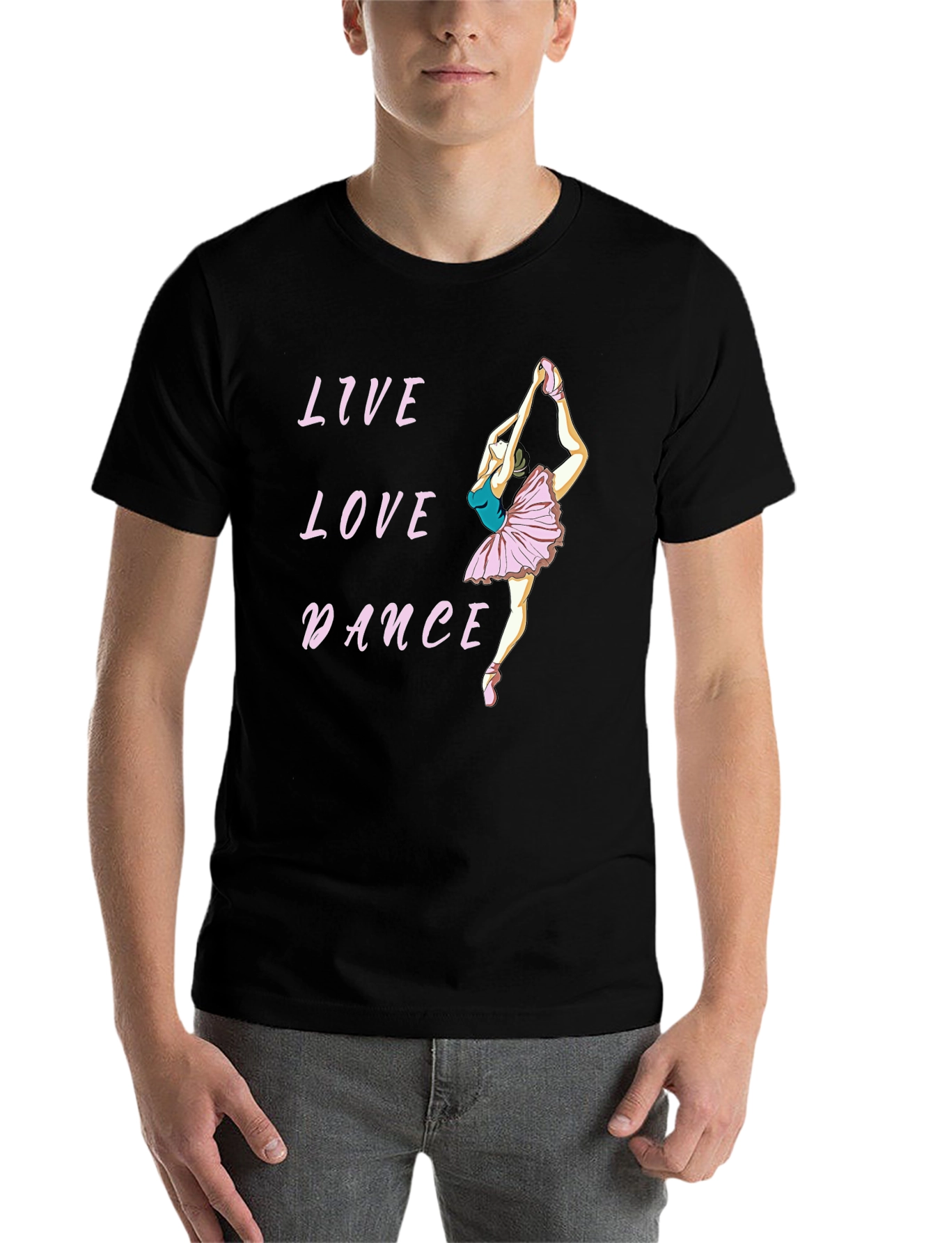 Black Live Love Dance Ballet T-Shirt - Black Cotton Tee view 7