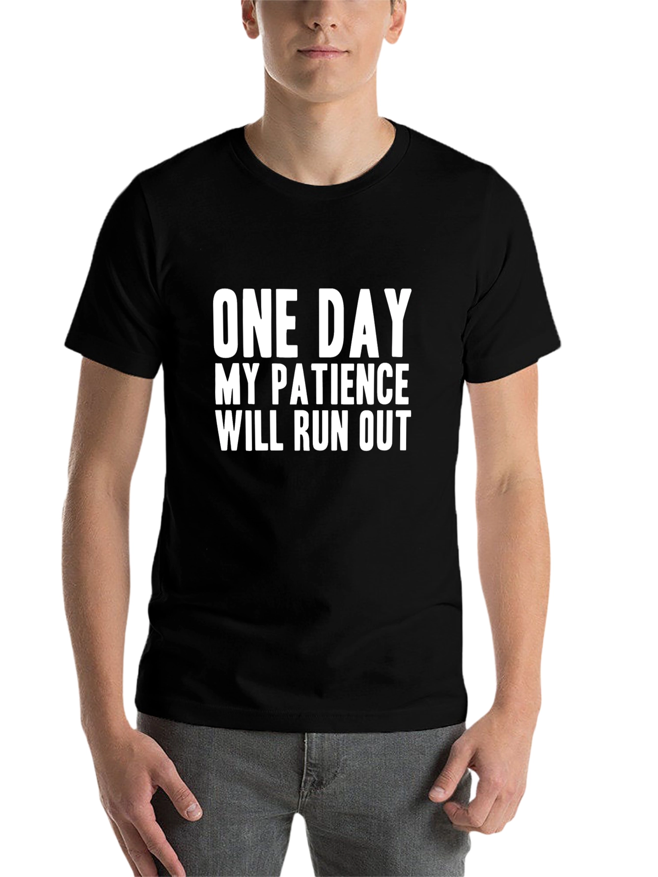 Black Funny Patience T-Shirt for Men - "One Day My Patience Will Run Out" view 7