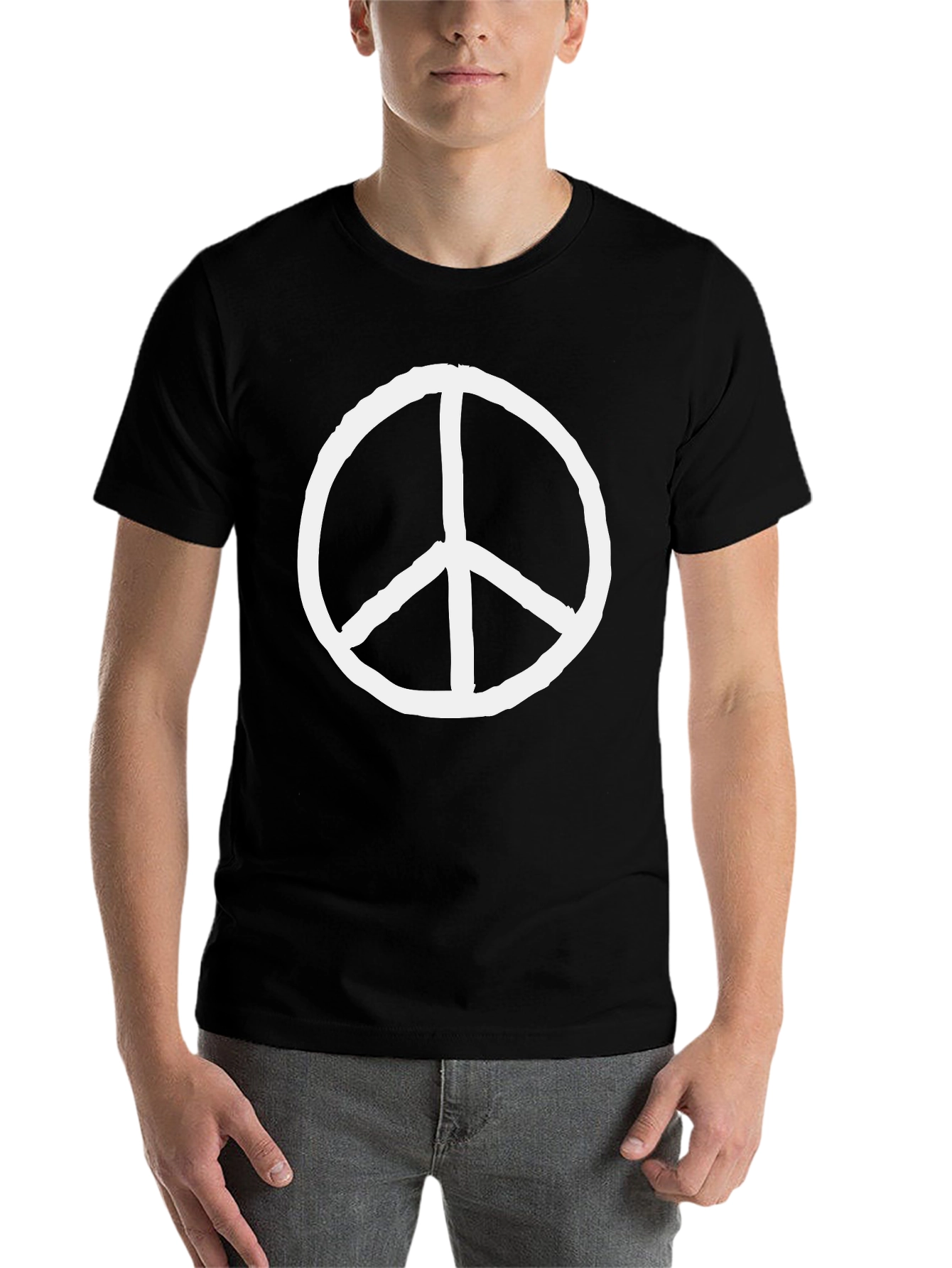 Black Peace Sign T-Shirt - Black Graphic Tee view 7