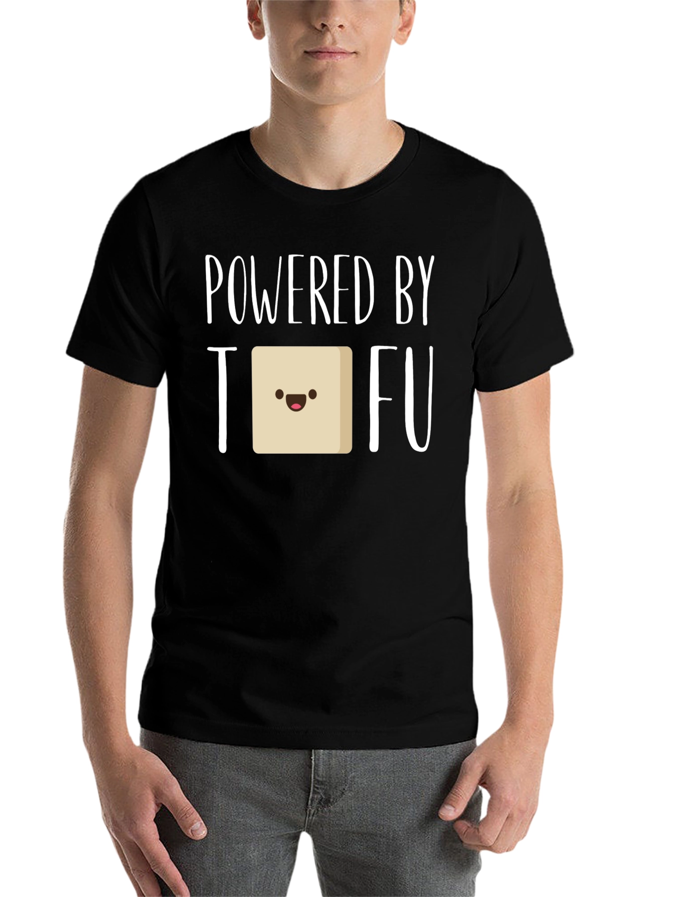 Black Powered by Tofu Graphic Tee - Vegan Friendly view 7