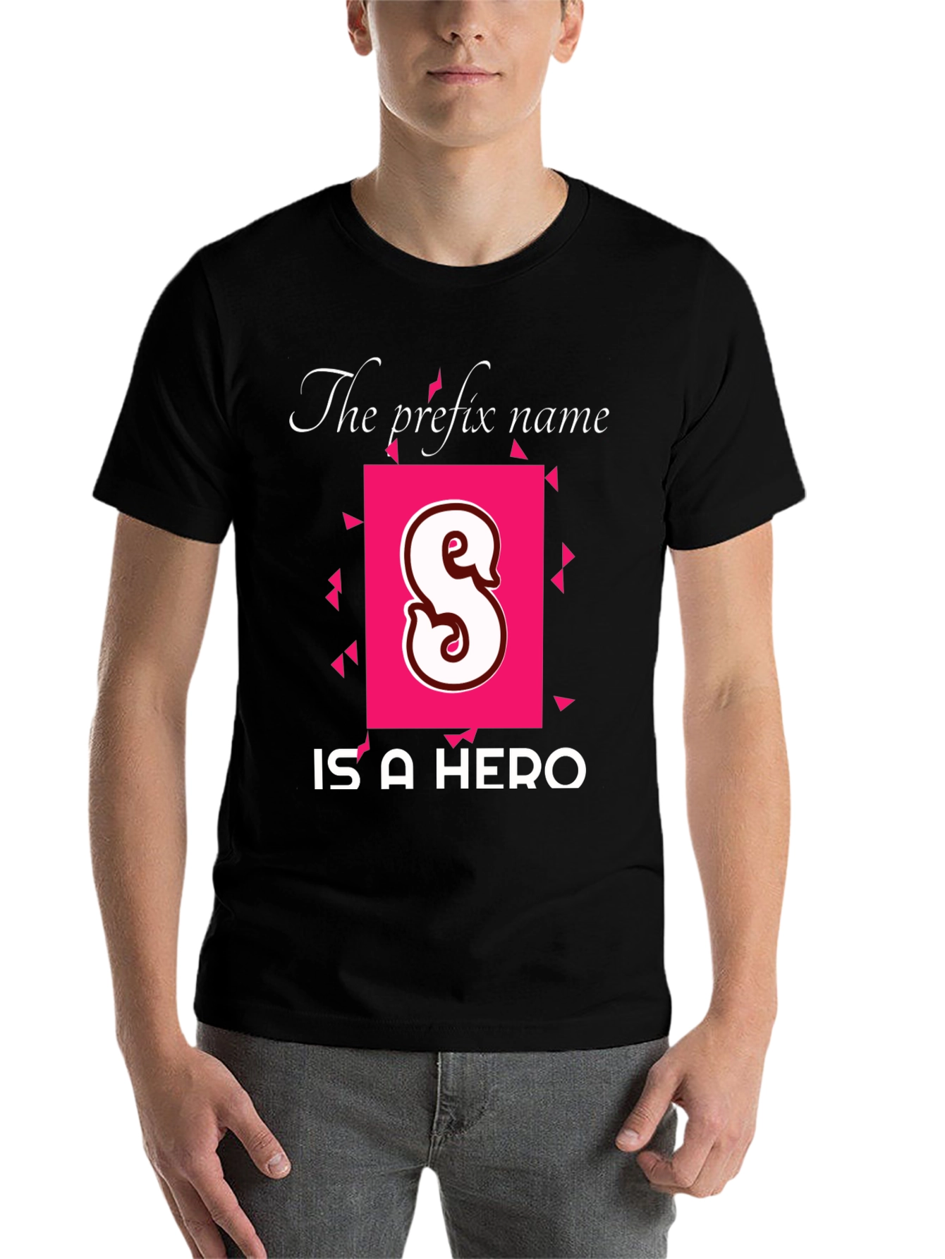 Black Personalized "S" Hero T-Shirt - Custom Initial Tee view 7