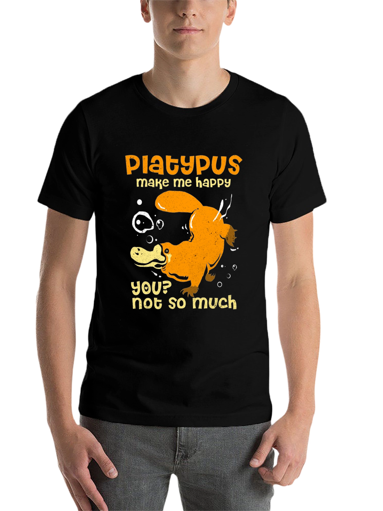 Black Platypus Make Me Happy Graphic T-Shirt view 7