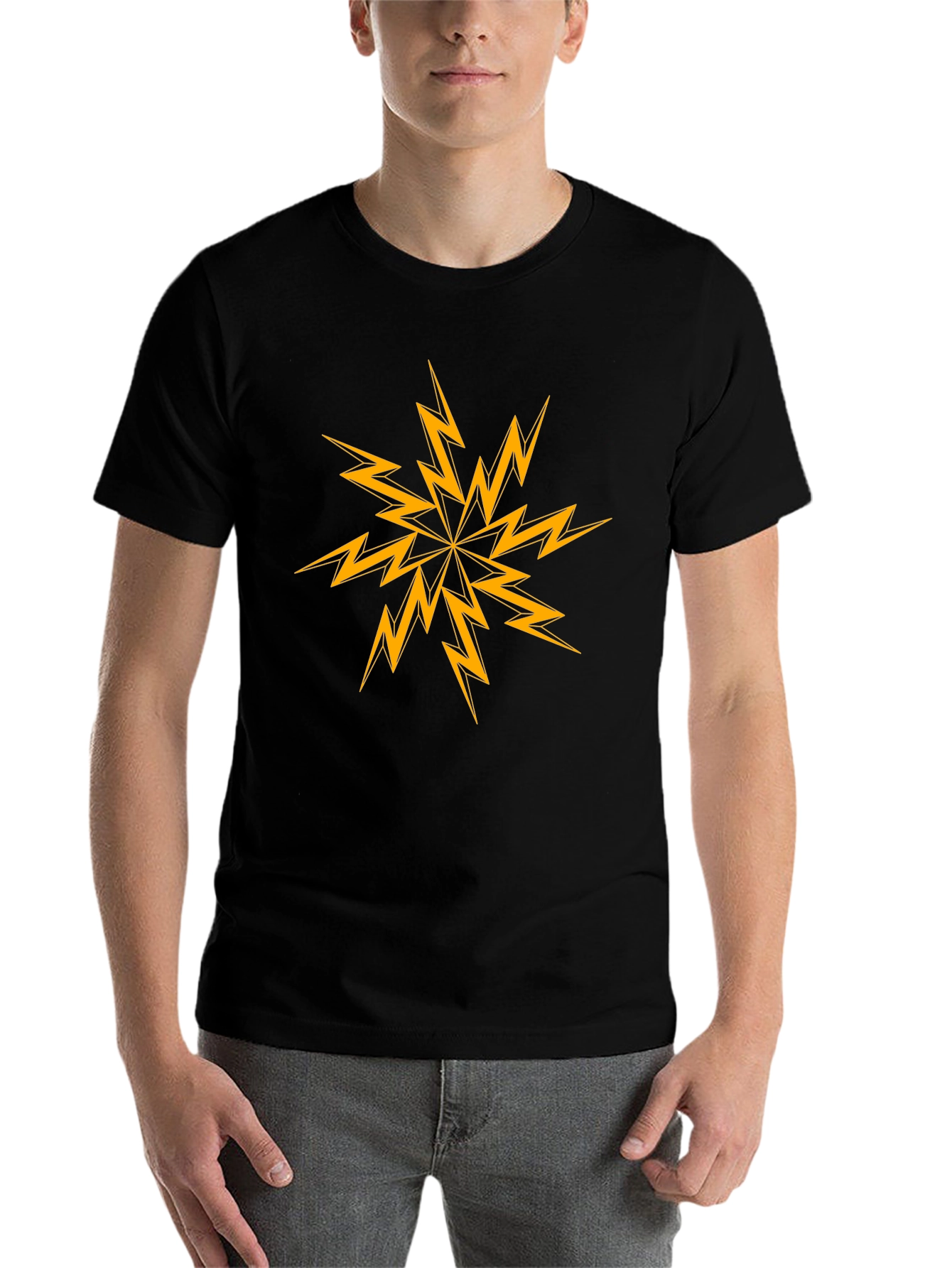 Black Electric Bolt Graphic Black T-Shirt view 7