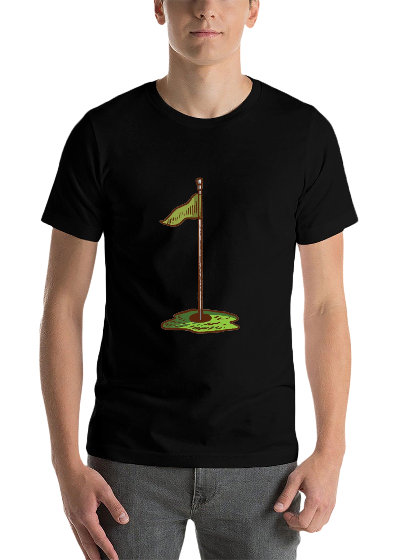 Black Golf Hole Flag T-Shirt - Stylish & Comfortable view 7