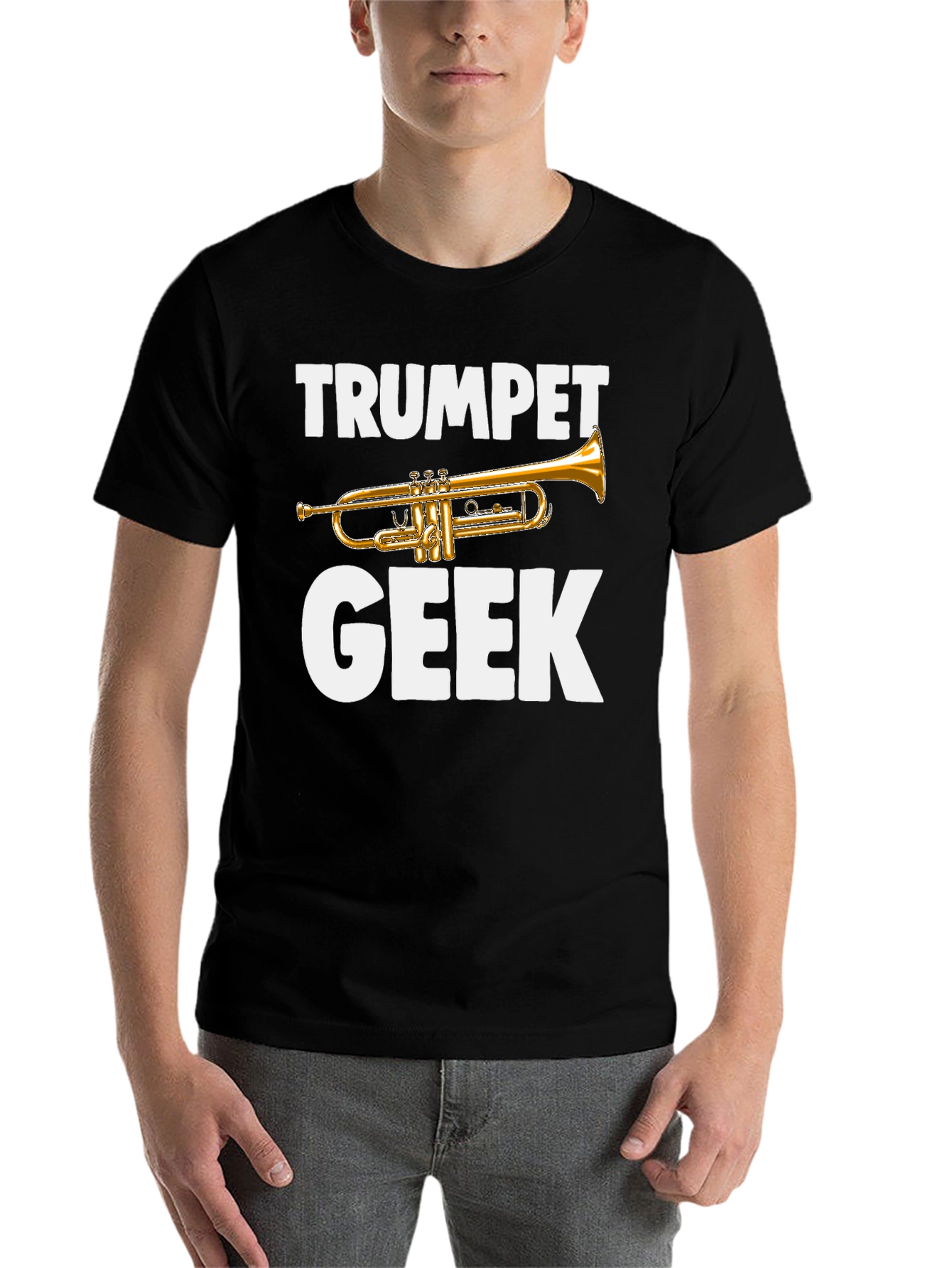 Black Trumpet Geek T-Shirt - Band Instrument Tee view 7