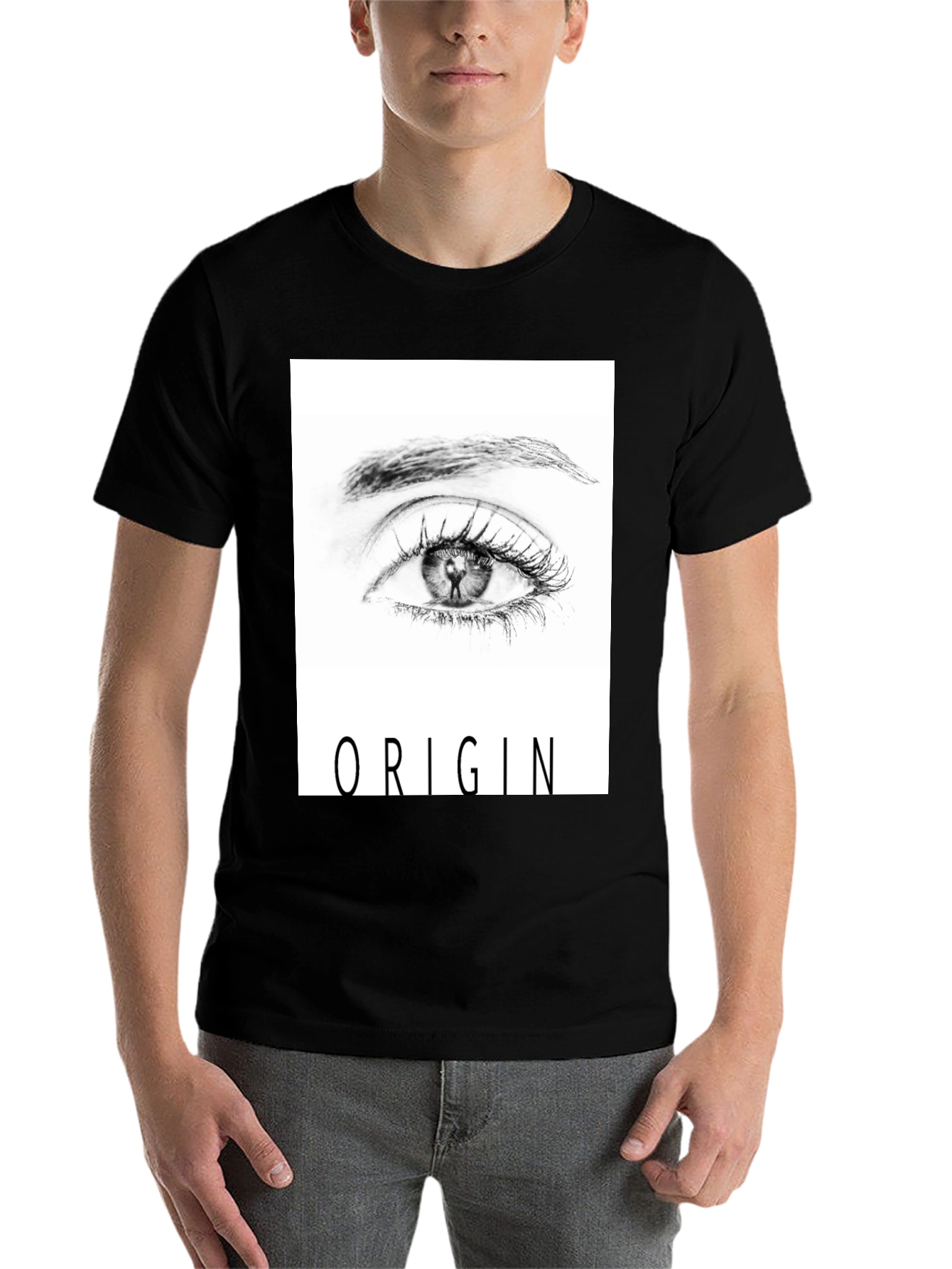 Black Origin Eye Graphic Tee - Black Unisex T-Shirt view 7