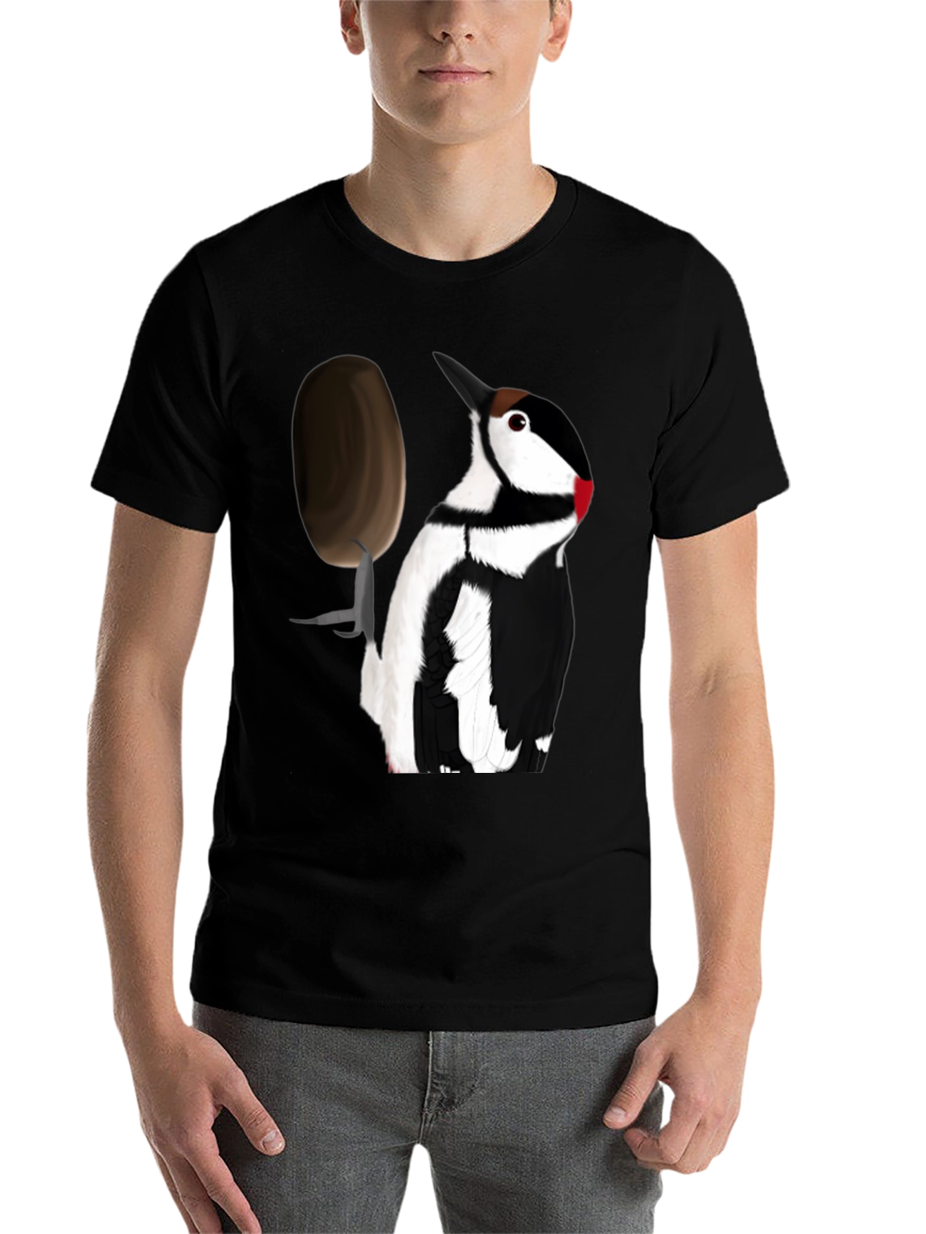 Black Woodpecker T-Shirt - Black Crew Neck Tee view 7
