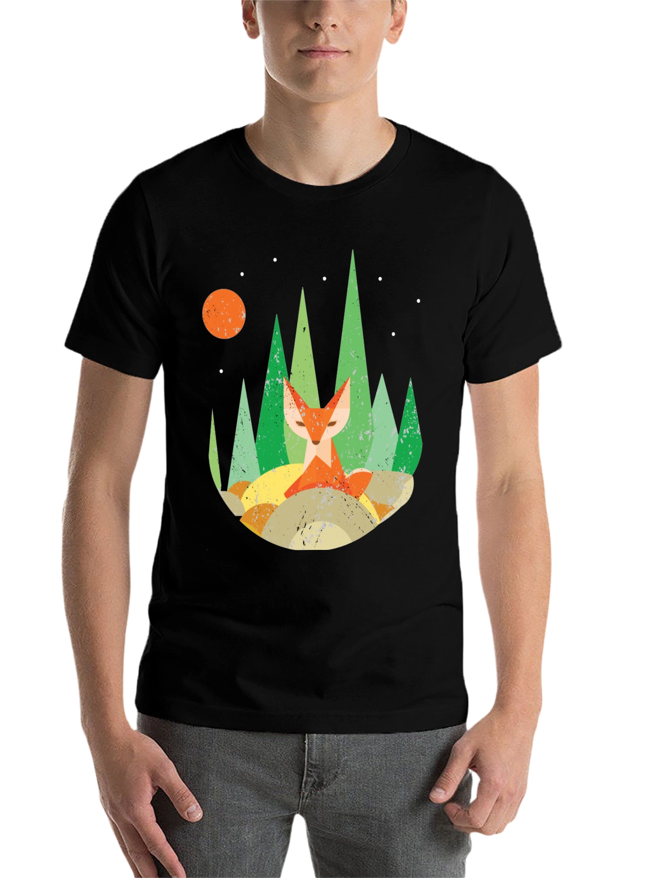 Black Forest Fox Graphic Tee - Unisex Black T-Shirt view 7