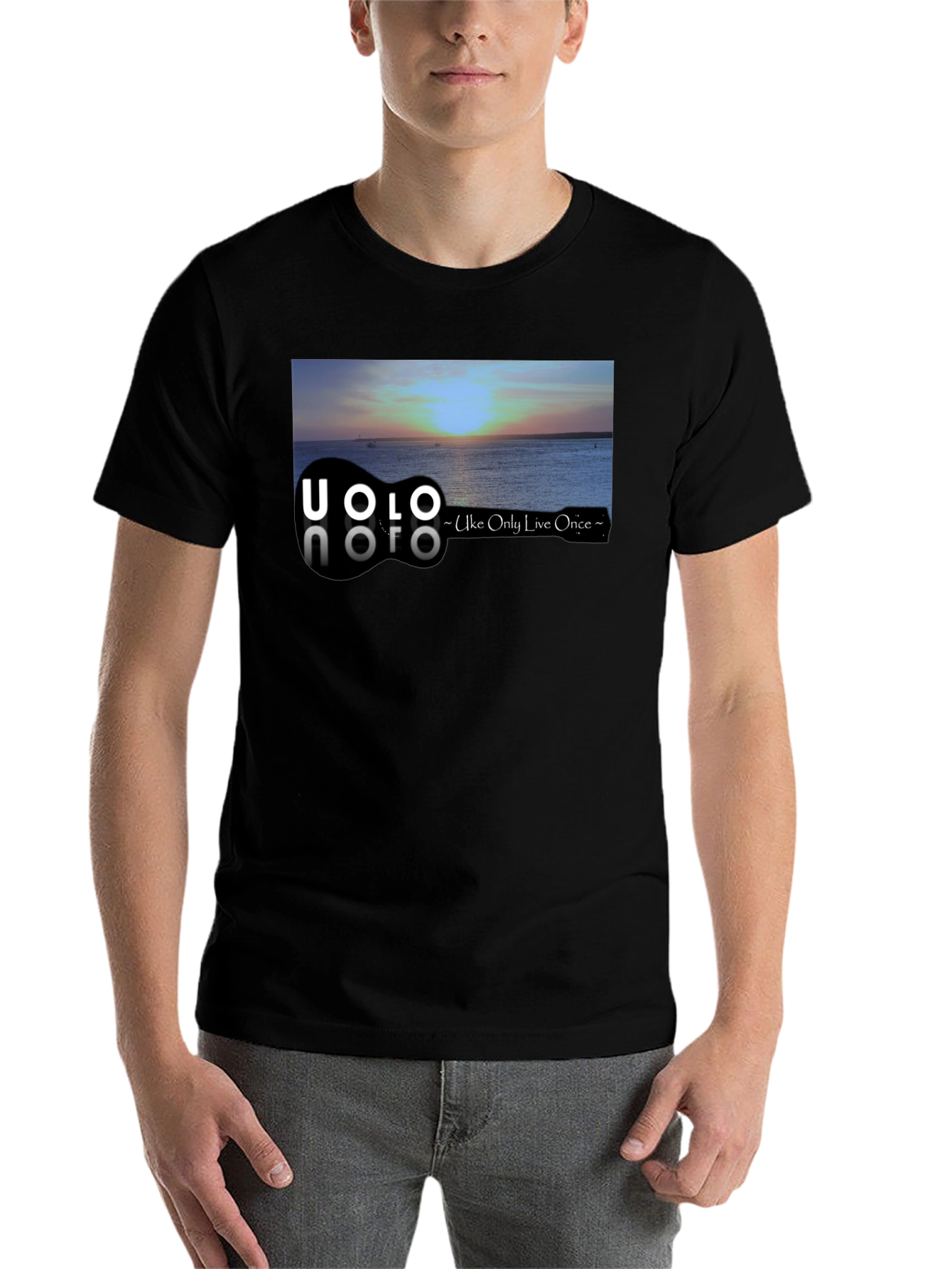 Black UOLO Ukulele Sunset Graphic Tee - Uke Only Live Once view 7