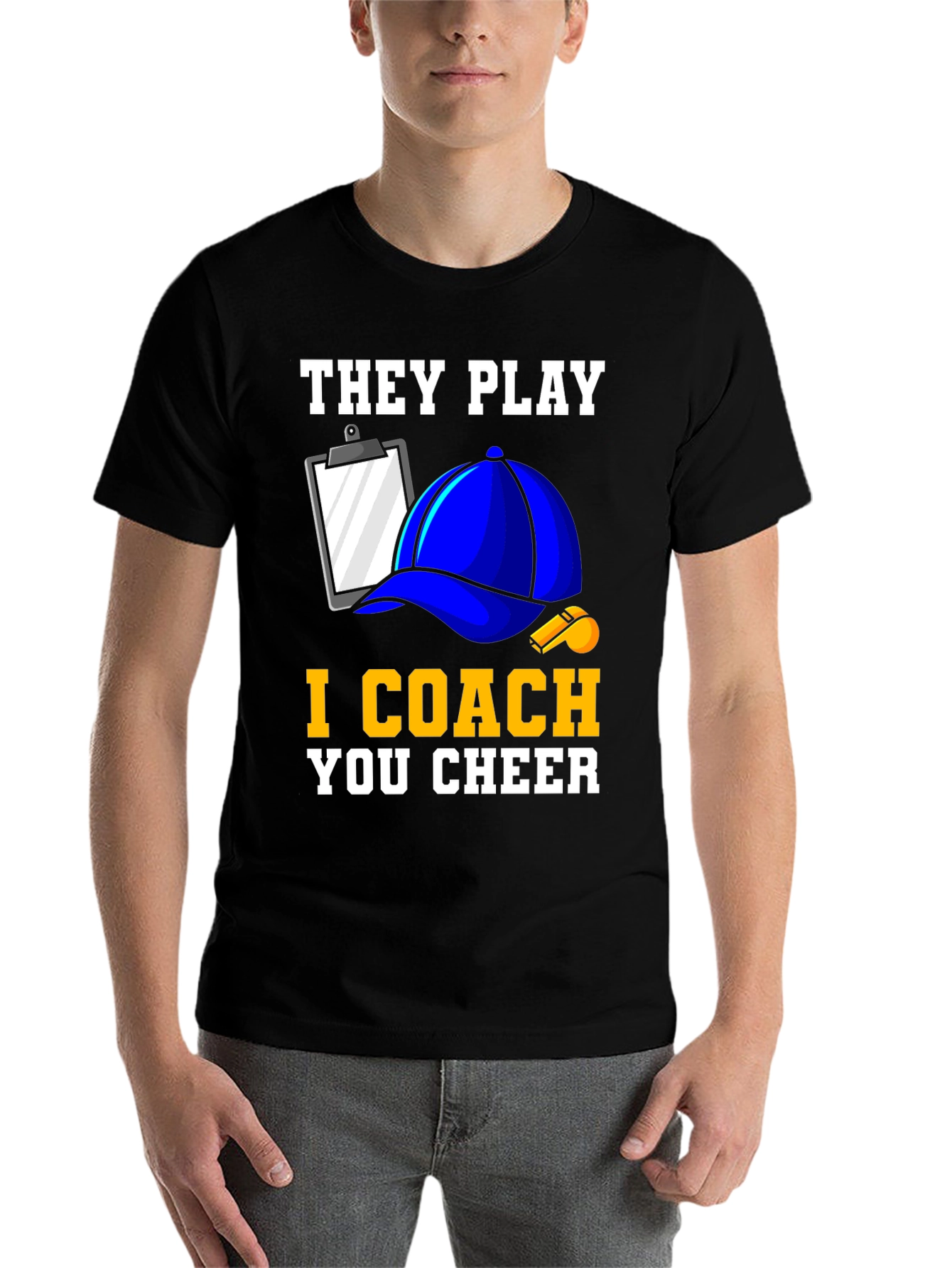 Black They Play I Coach You Cheer T-Shirt view 7