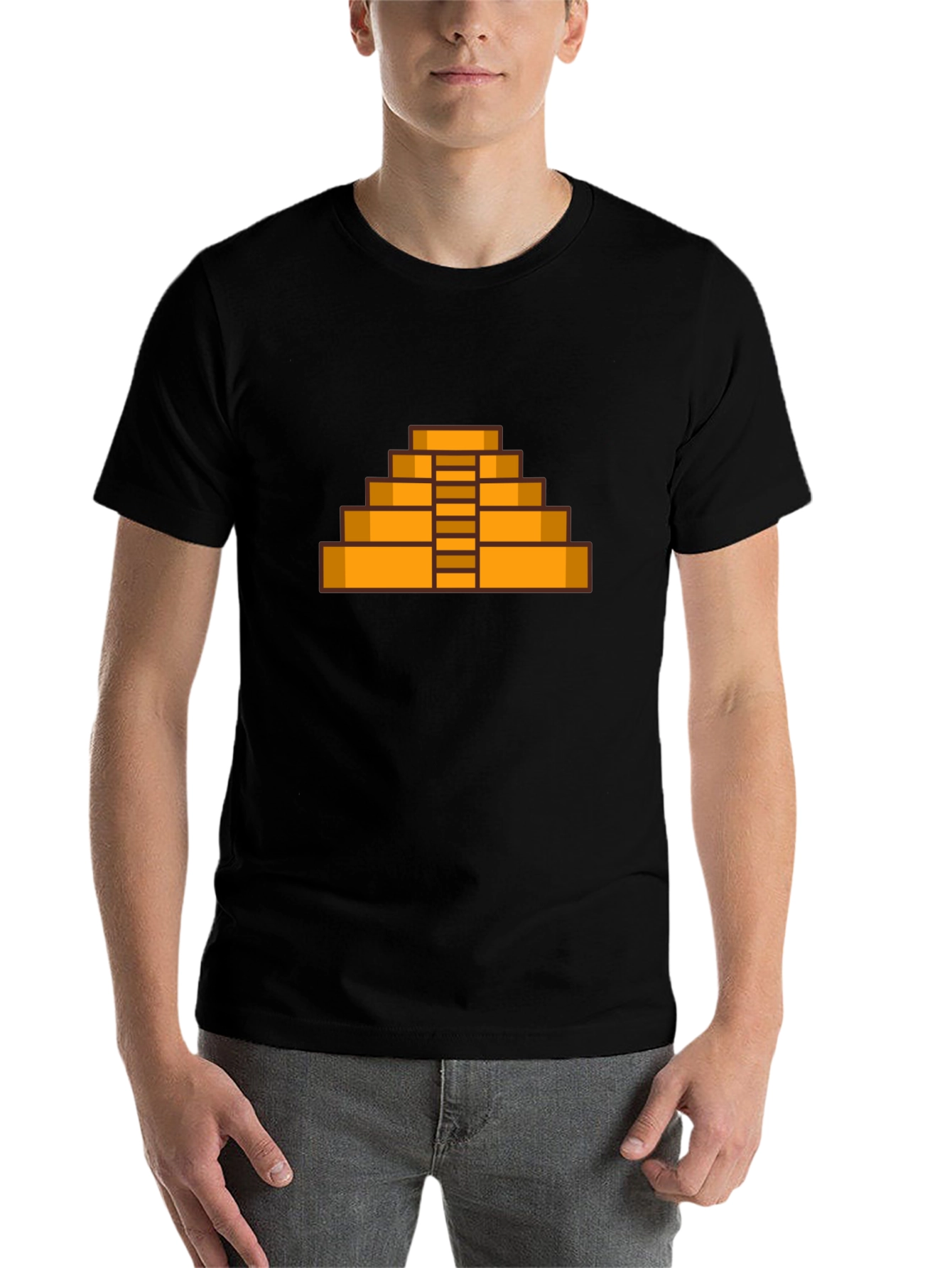 Black Pixel Pyramid Graphic Tee - Retro Style view 7