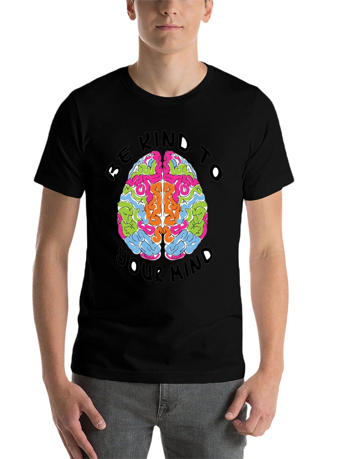 Black Be Kind To Your Mind Graphic Tee - Black Cotton T-Shirt view 7