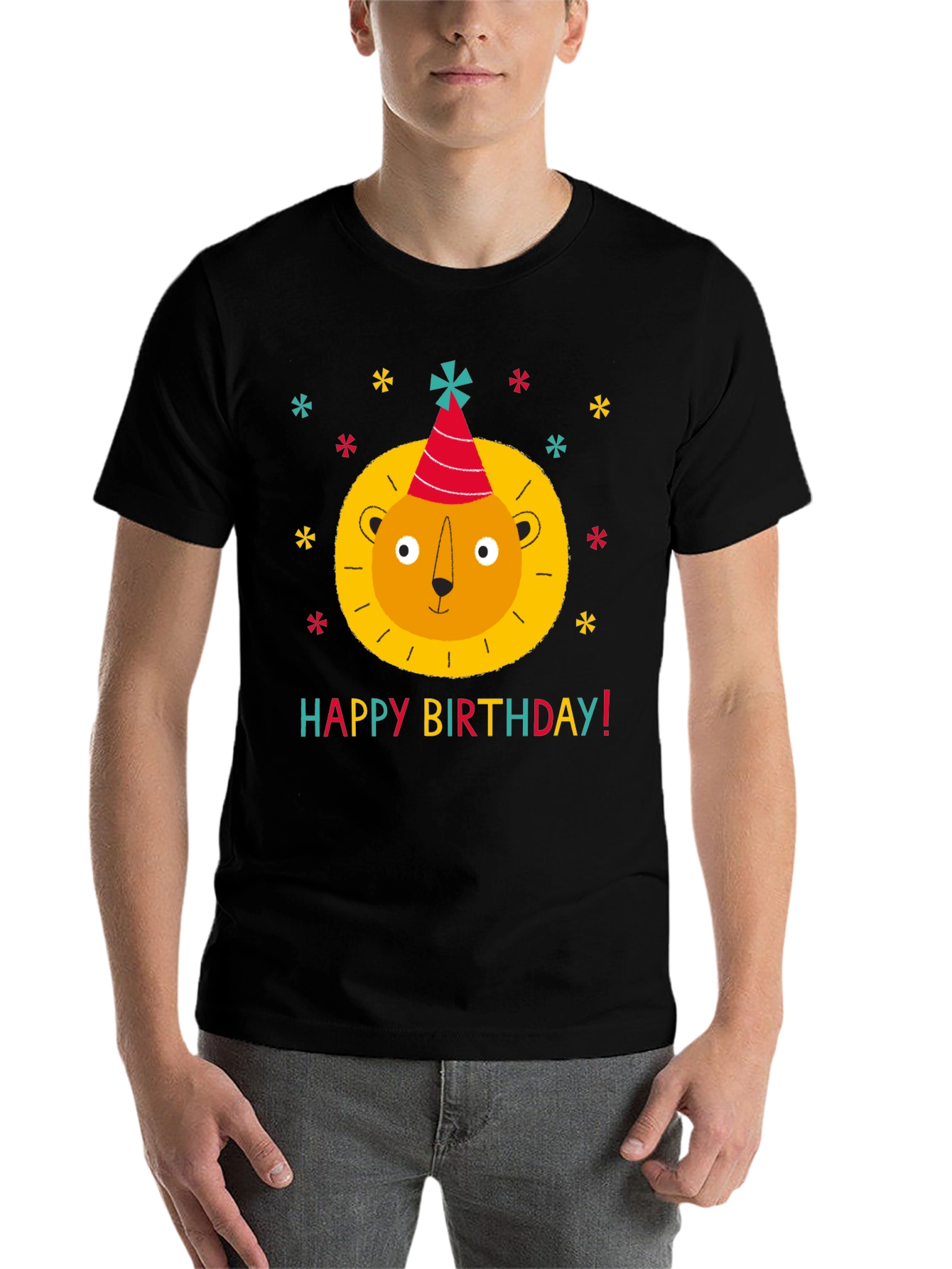 Black Birthday Lion T-Shirt - Fun Party Tee view 7