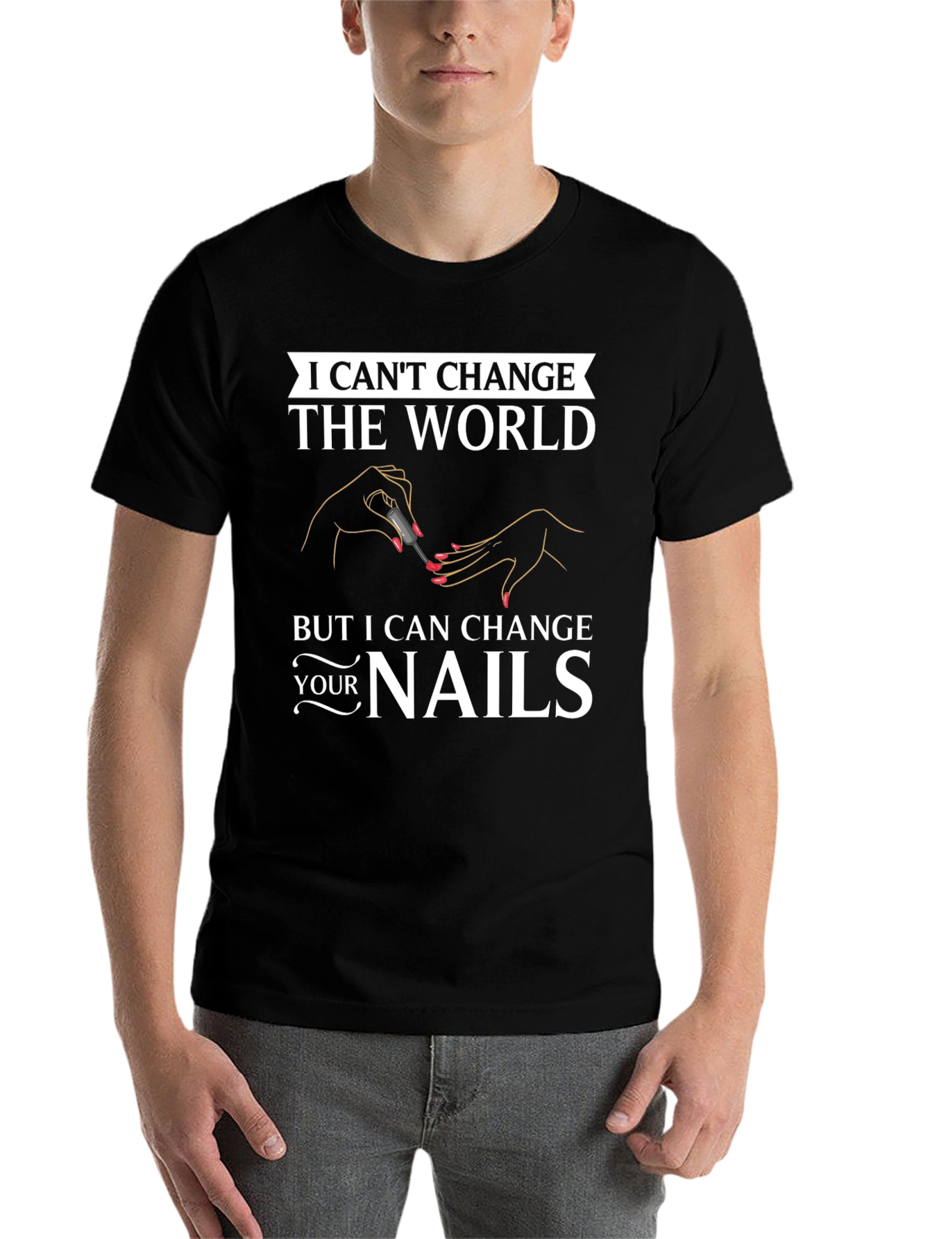 Black Nail Technician Graphic T-Shirt view 7