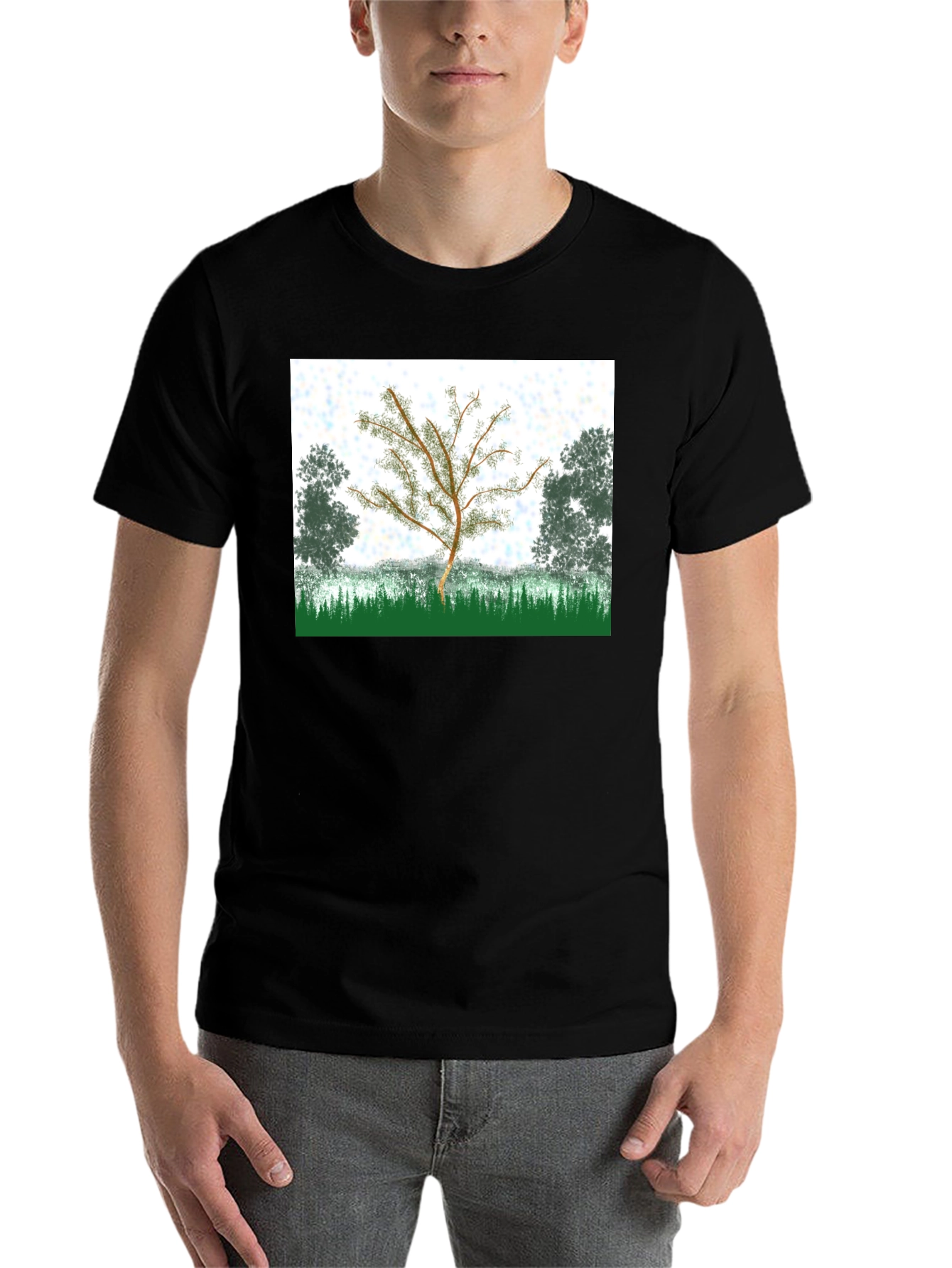 Black Nature Tree Graphic T-Shirt - Black view 7