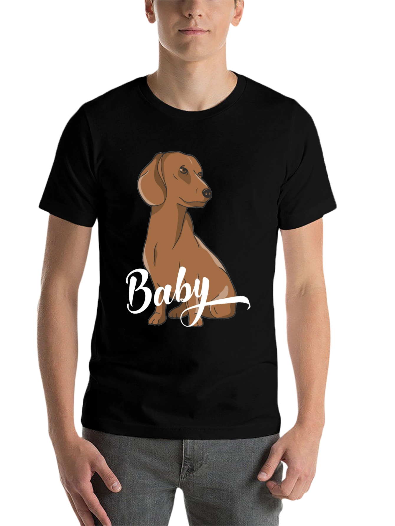 Black Dachshund Baby Graphic Tee, Black view 7