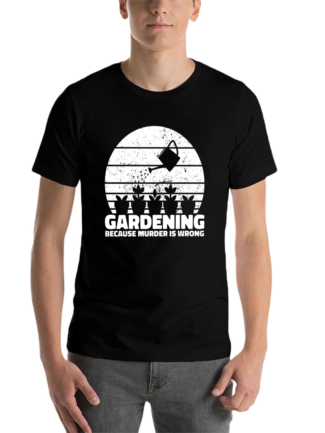 Black Gardening Because Murder Is Wrong T-Shirt view 7