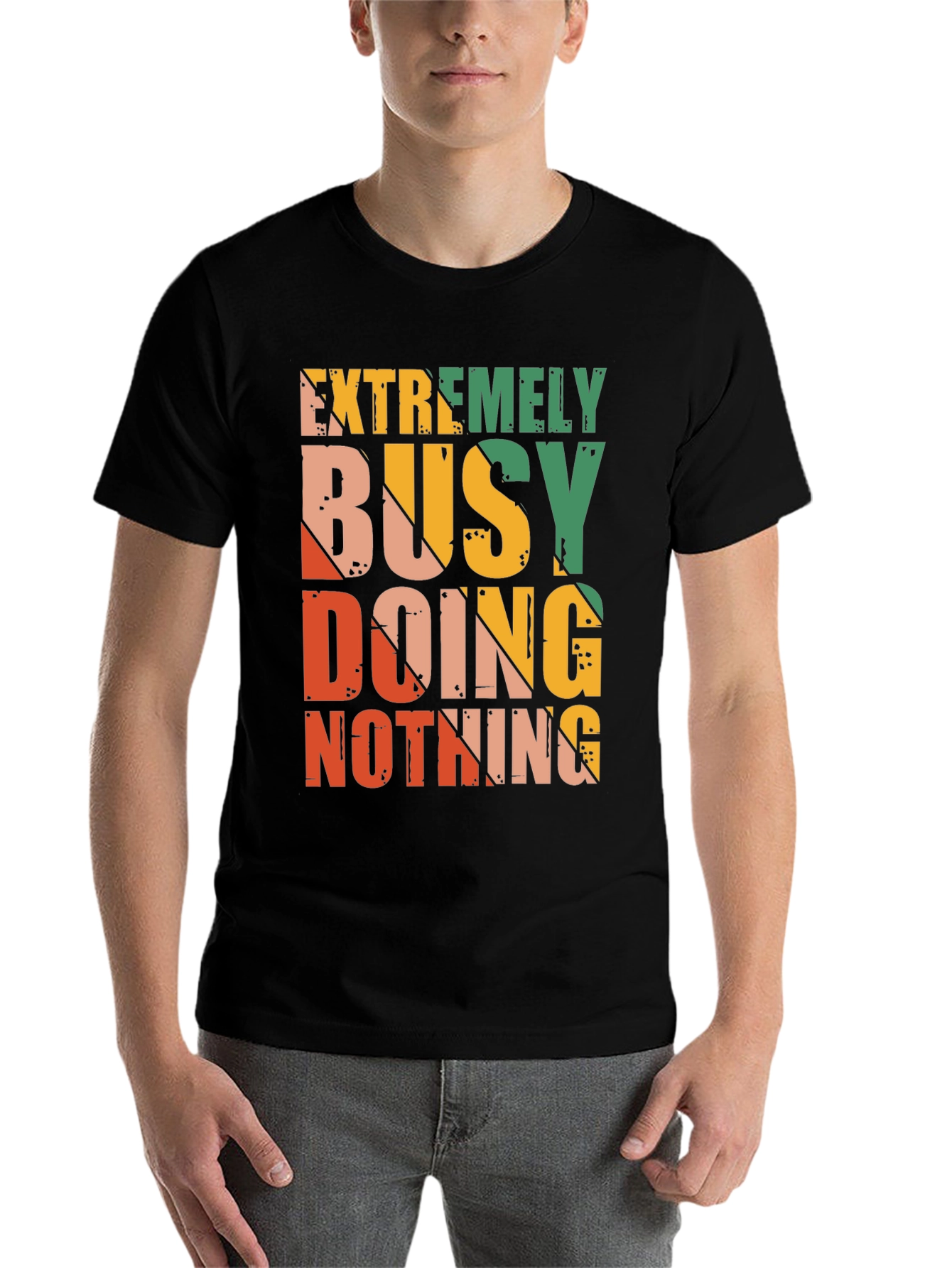 Black Extremely Busy Doing Nothing Graphic Tee view 7