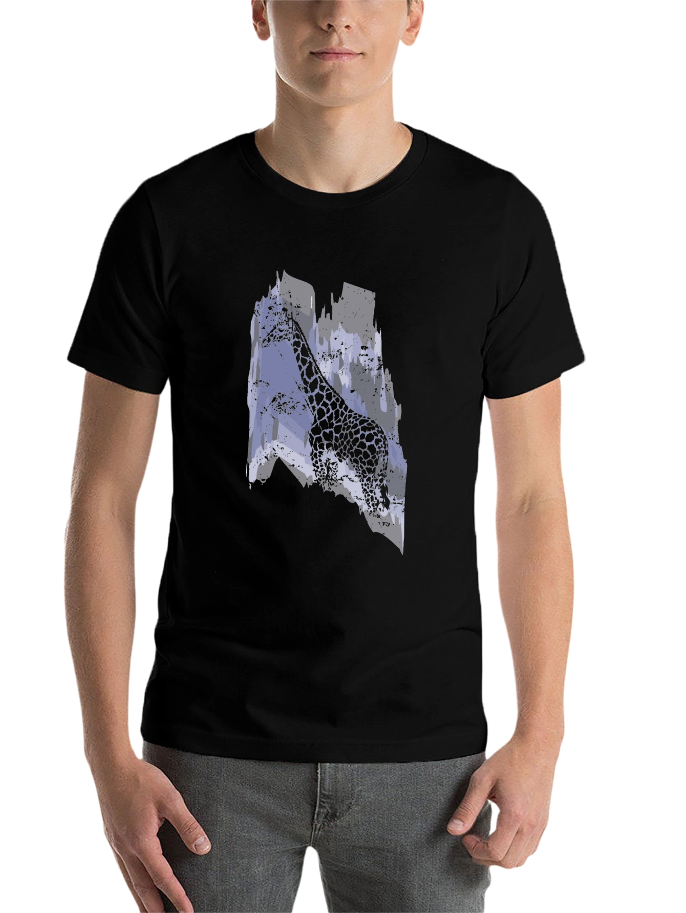 Black Giraffe Graphic Print Black T-Shirt view 7