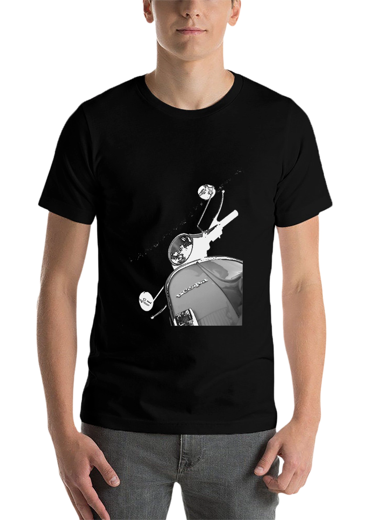 Black Vintage Vespa Scooter Graphic Tee - Classic Black view 7