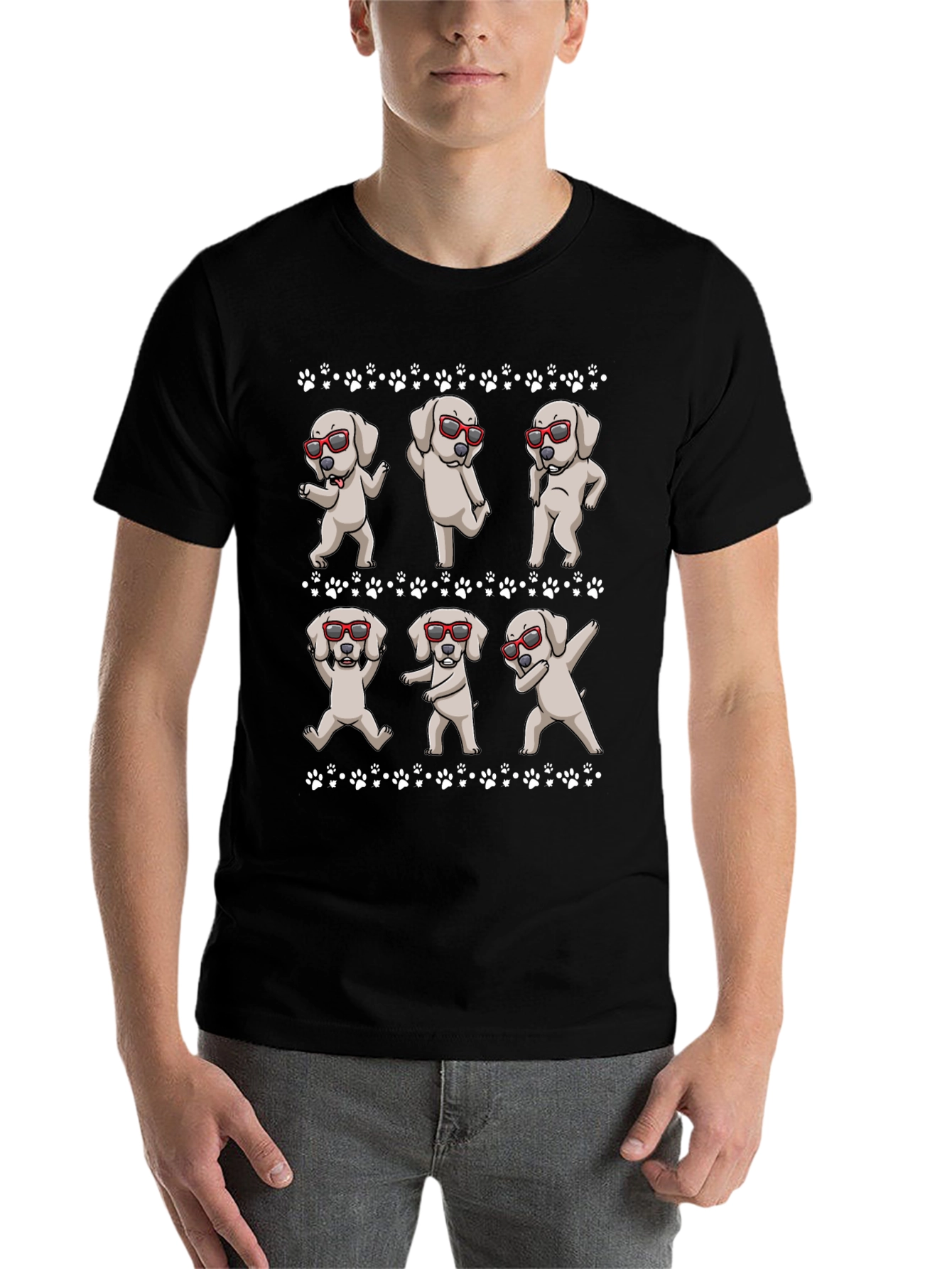 Black Dabbing Dog T-Shirt - Trendy & Fun! view 7