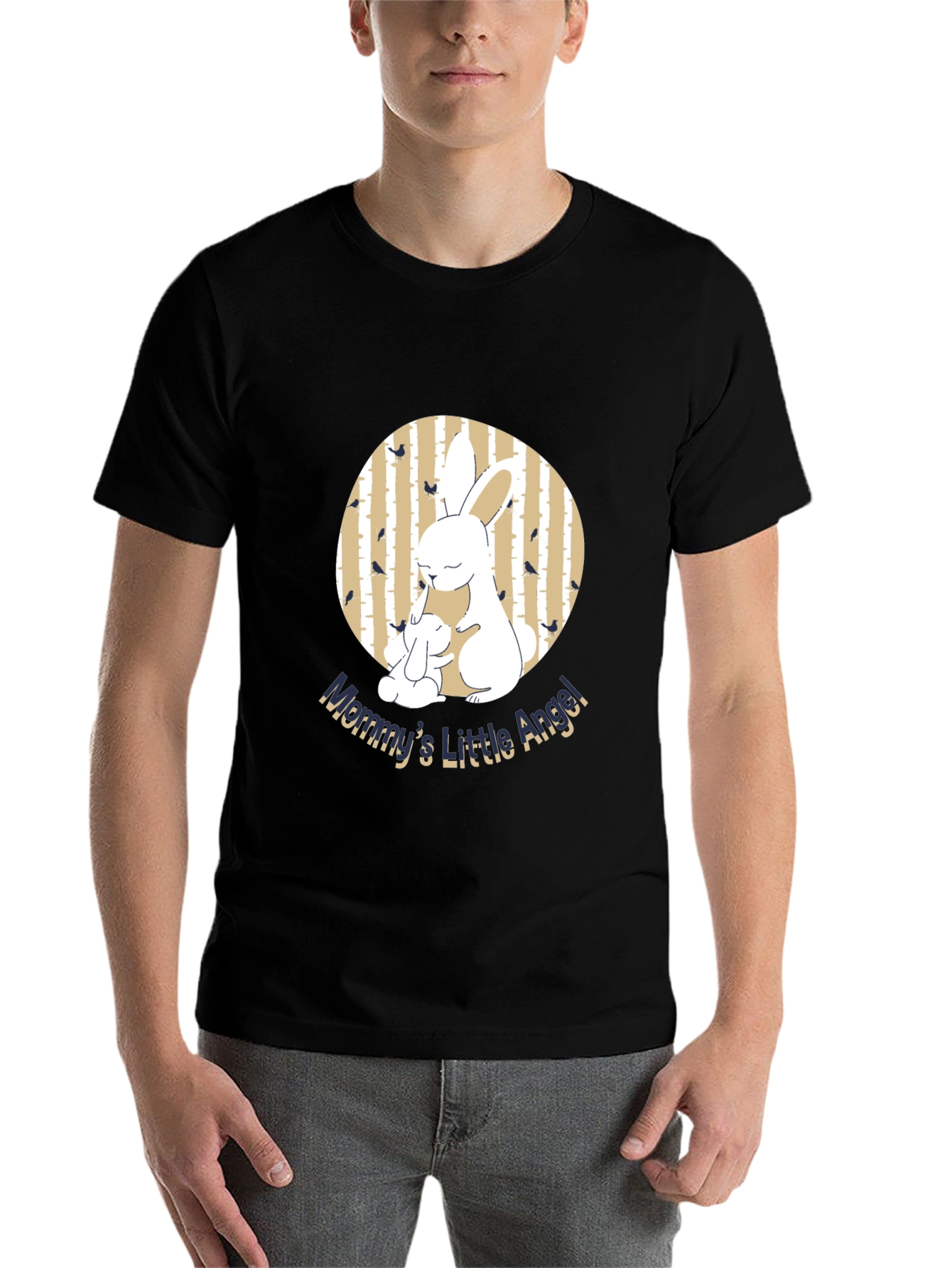 Black Mommy & Baby Bunny Graphic Tee - Adorable Family Shirt view 7