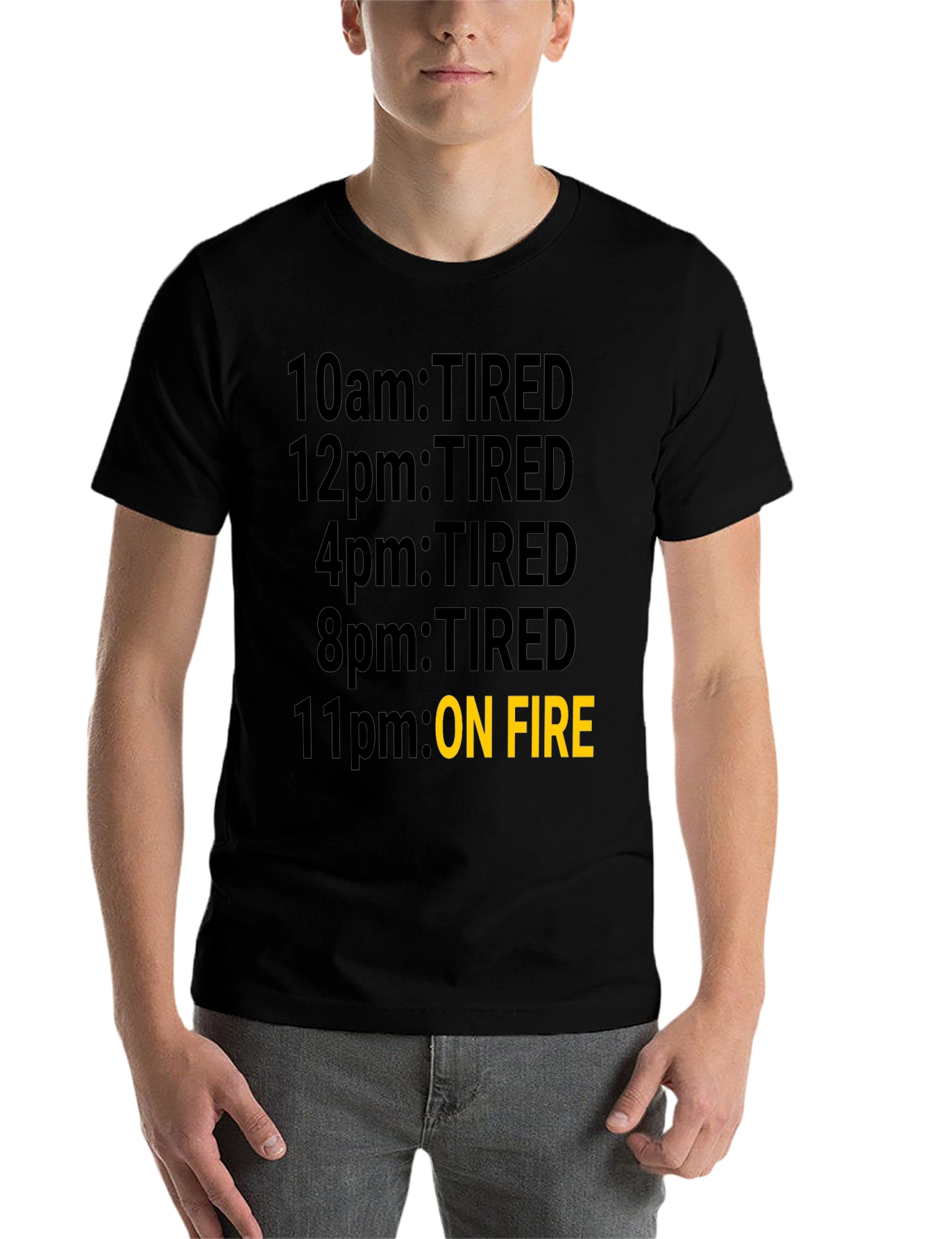 Black Tired Then On Fire T-Shirt - Black Novelty Tee view 7
