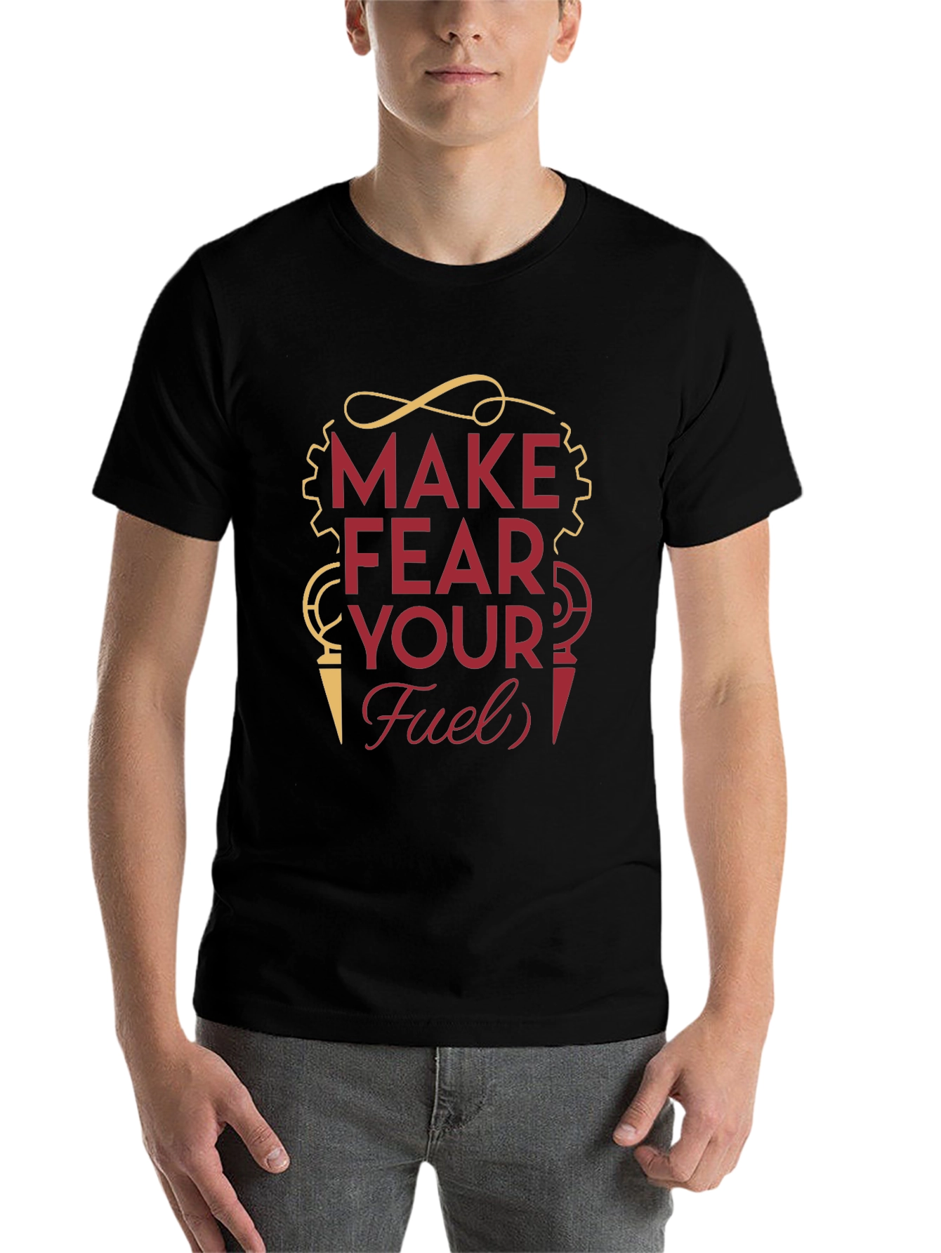 Black Make Fear Your Fuel T-Shirt - Motivational Graphic Tee view 7