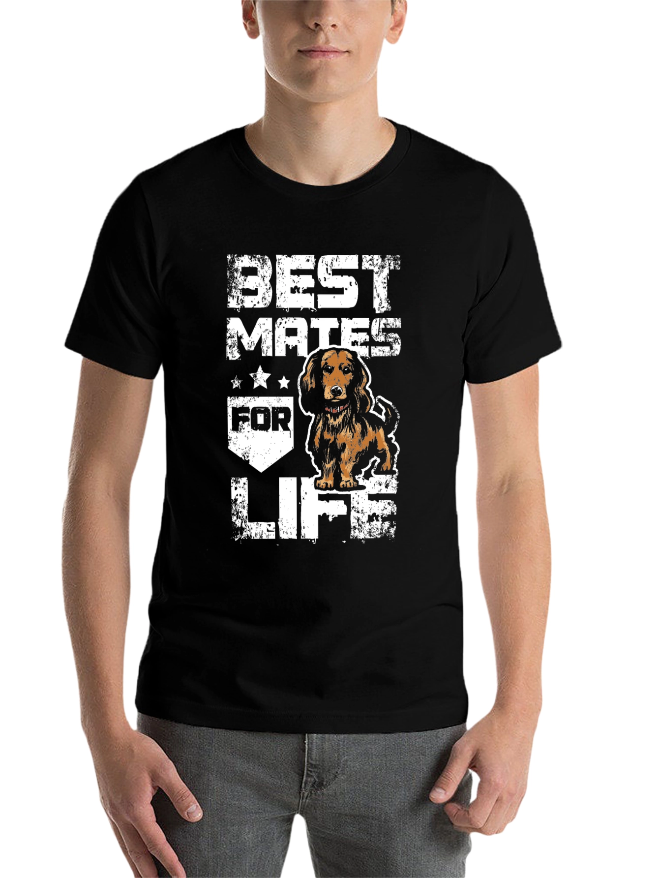 Black Best Mates For Life Dog T-Shirt view 7