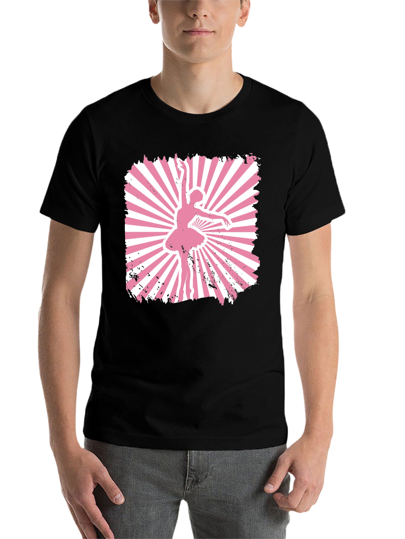 Black Ballerina Graphic T-Shirt - Pink Dancer Design view 7