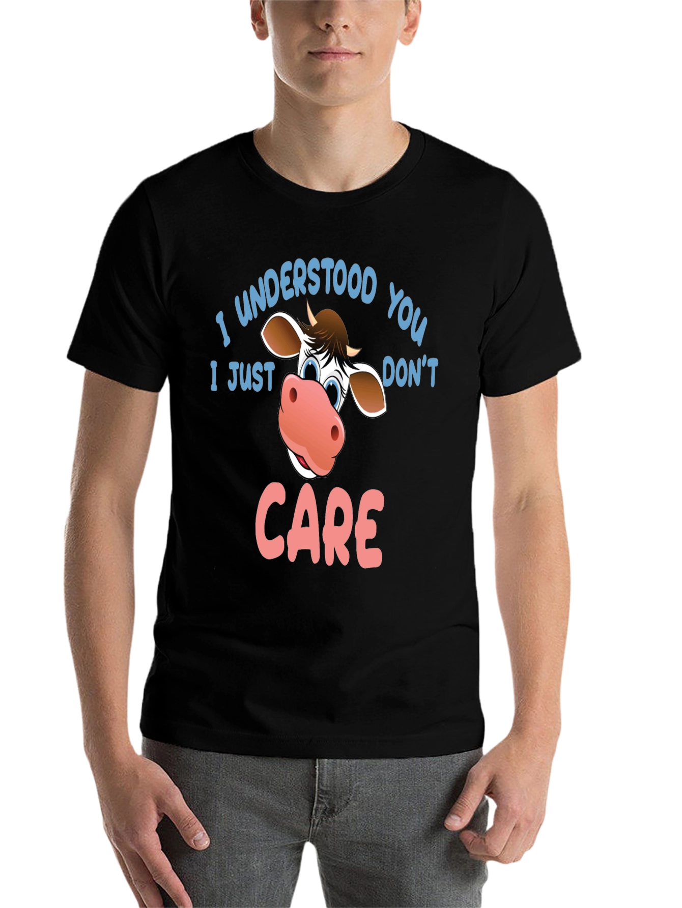 Black Funny Cow Graphic T-Shirt - I Understood You view 7