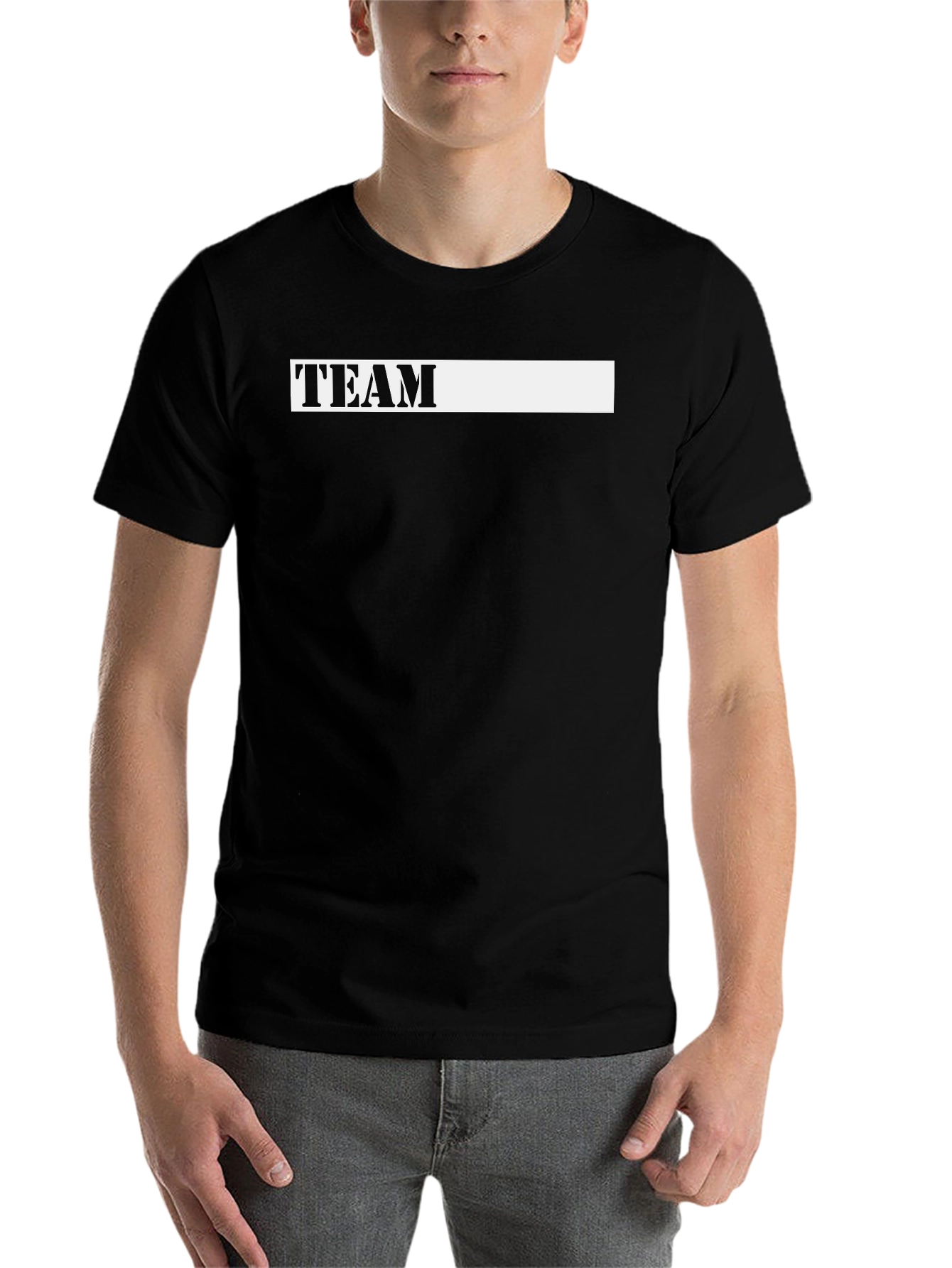 Black Team T-Shirt - Classic Black Cotton Tee view 7