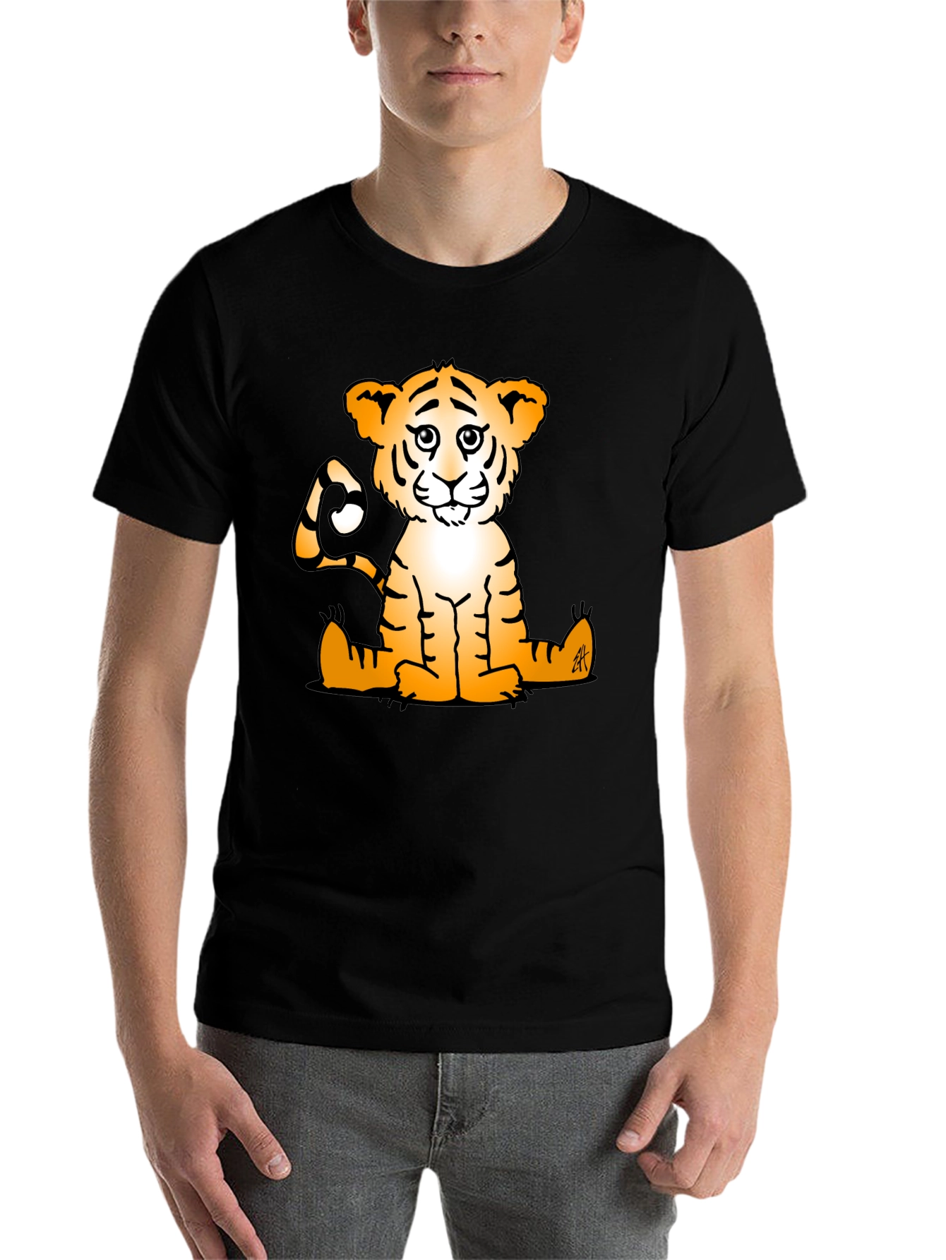 Black Cute Tiger Graphic Tee - Black Casual T-Shirt view 7