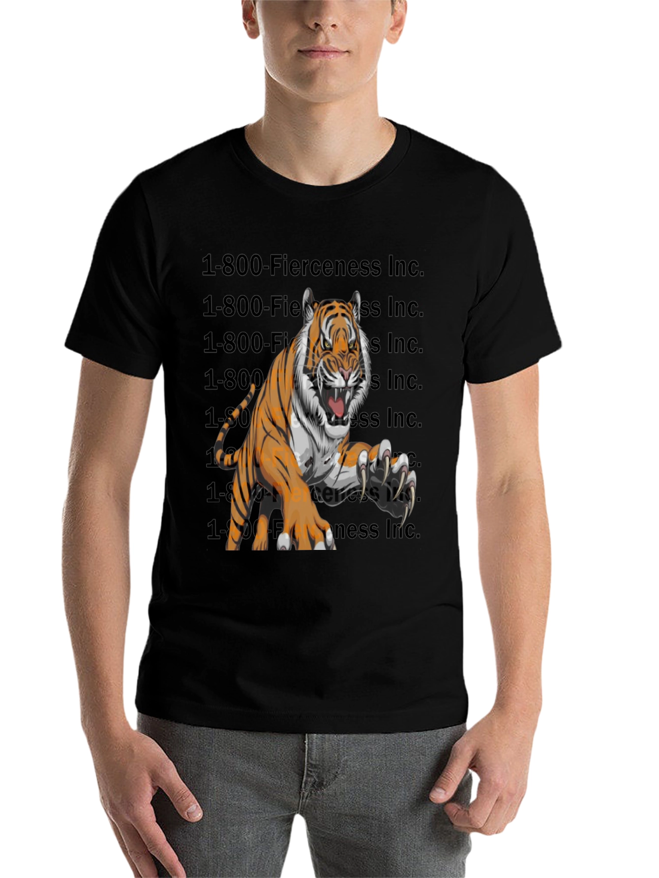 Black Fierce Tiger Graphic T-Shirt view 7