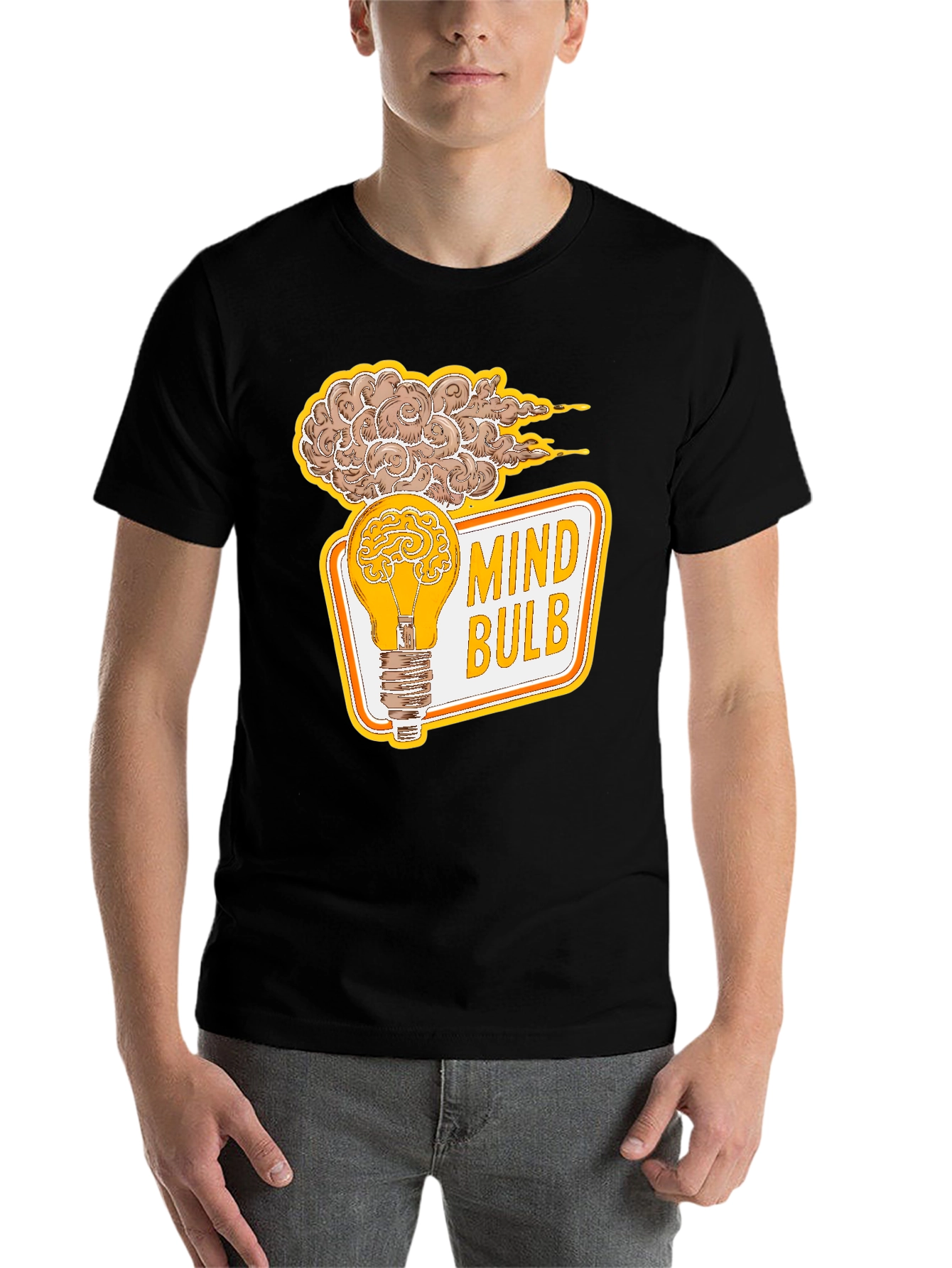 Black Mind Bulb Graphic T-Shirt - Brain Power Tee view 7