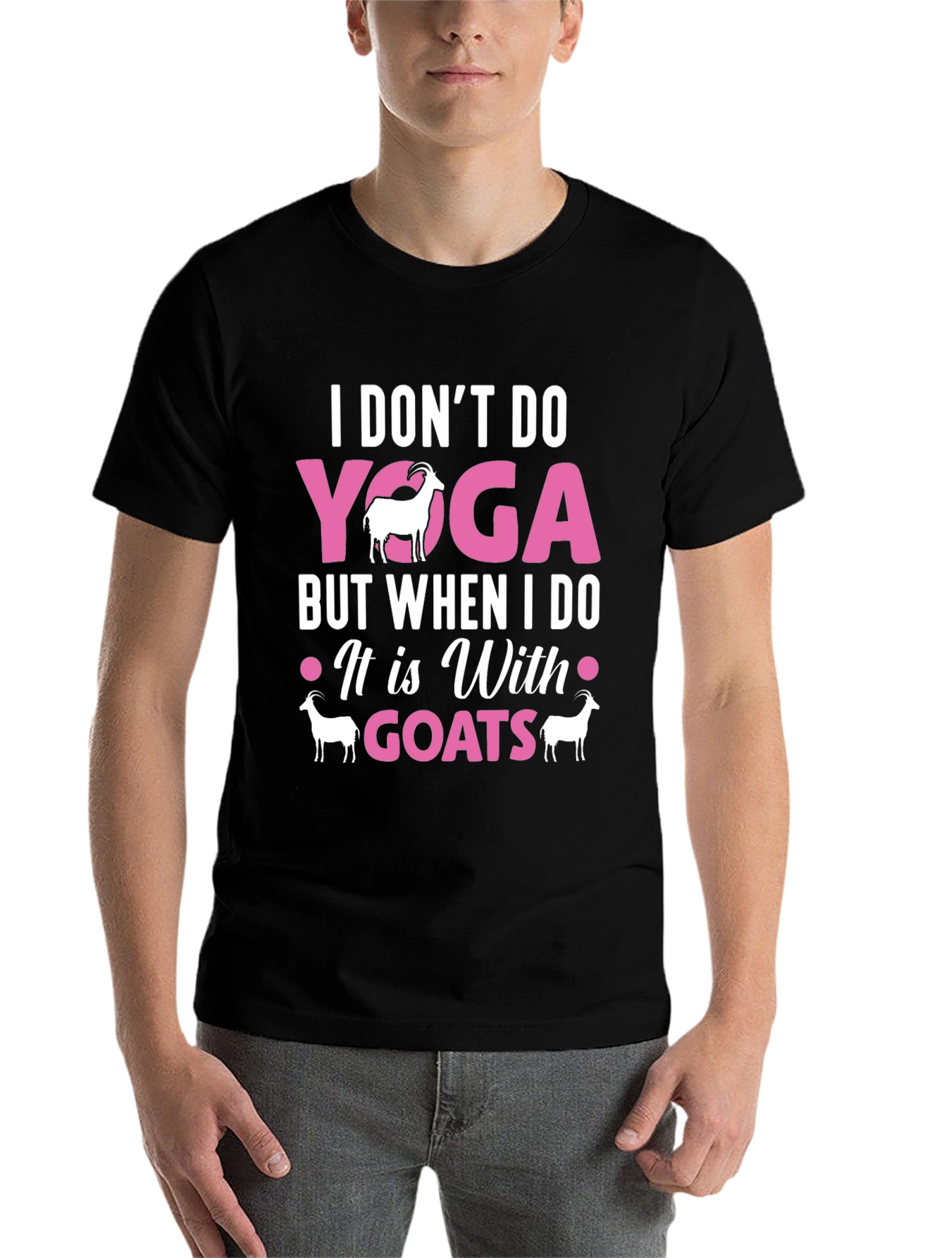 Black Yoga With Goats Graphic Tee view 7