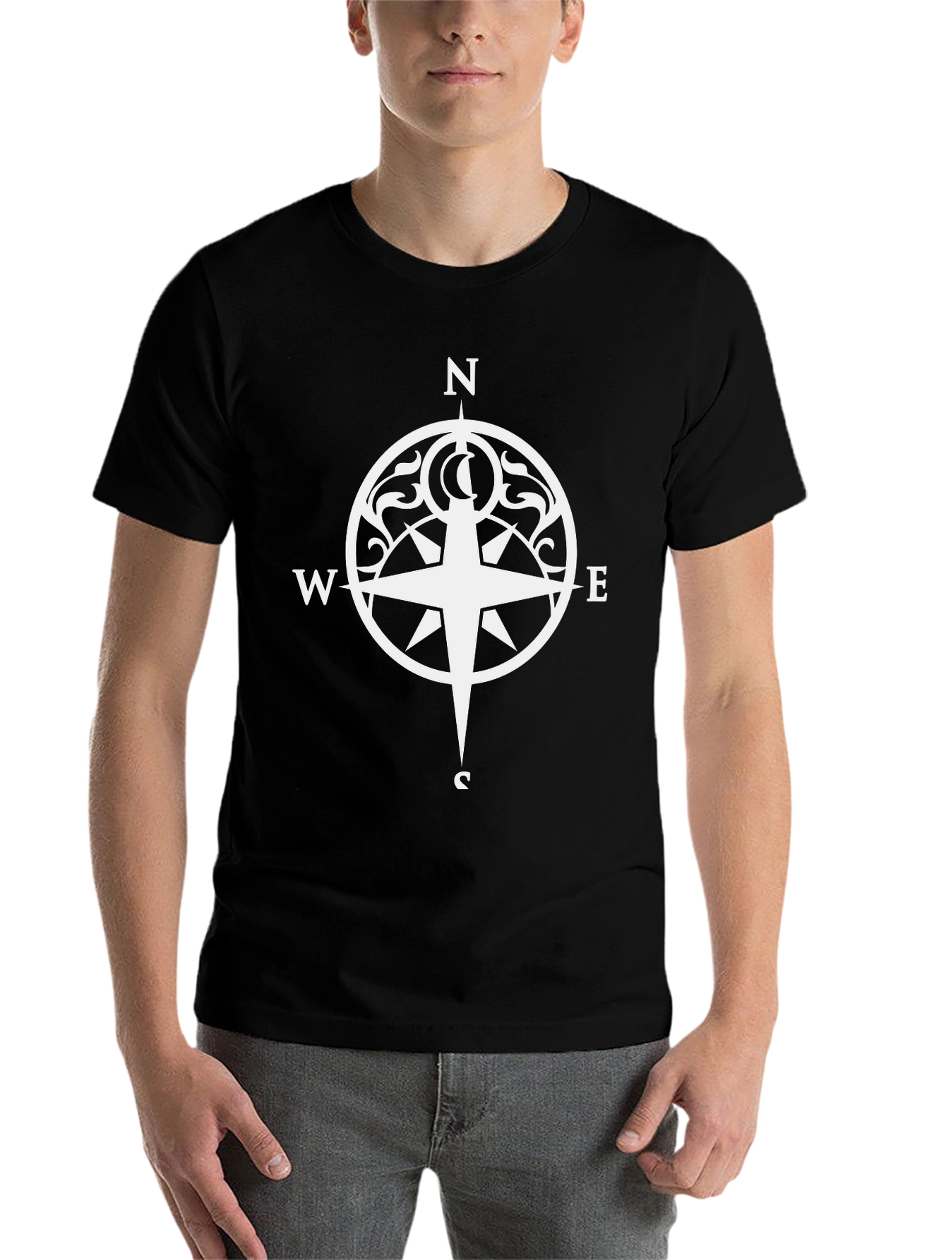 Black Compass Graphic Tee - Stylish Black T-Shirt view 7
