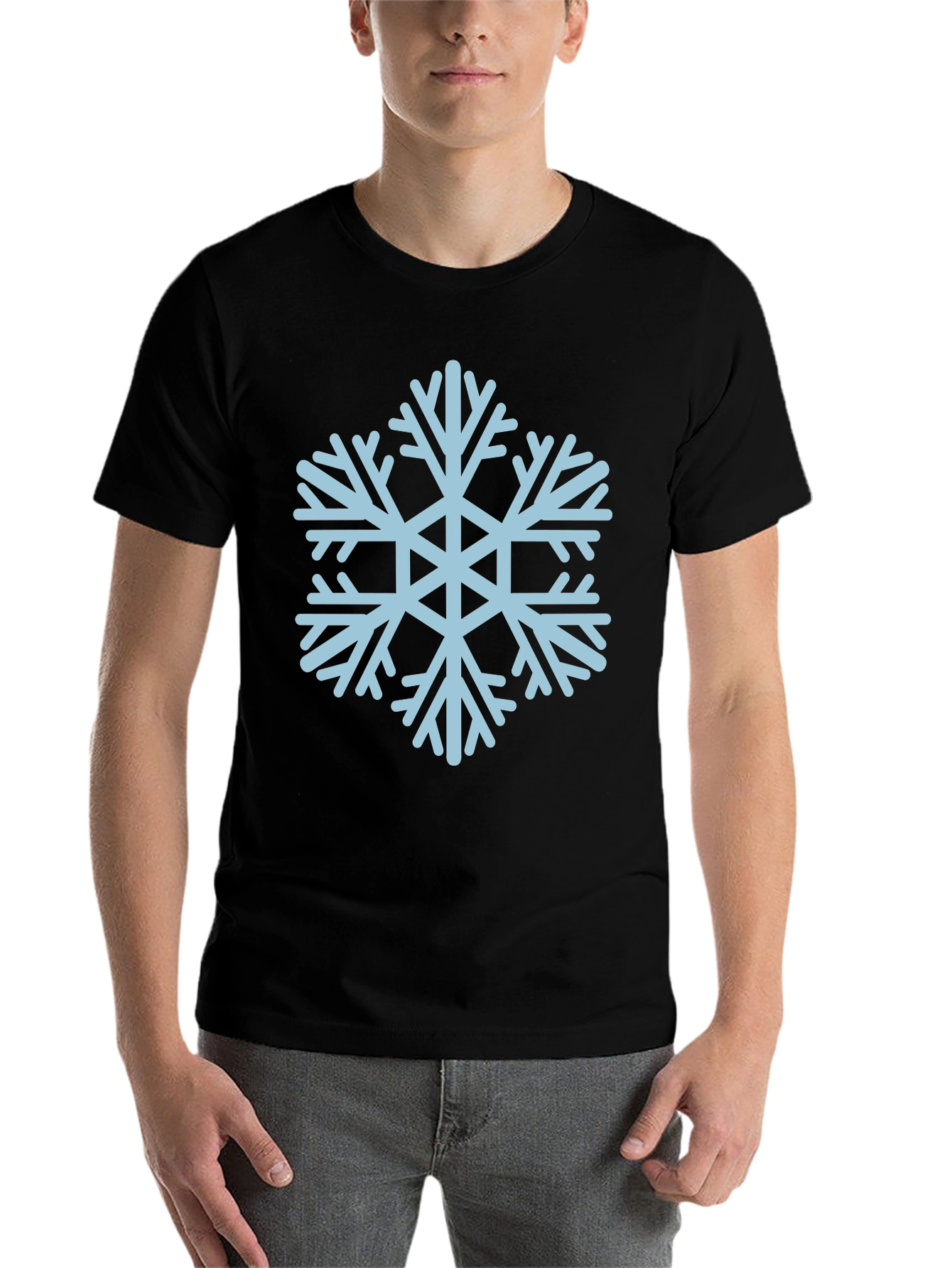 Black Snowflake Graphic Tee - Black Casual T-Shirt view 7